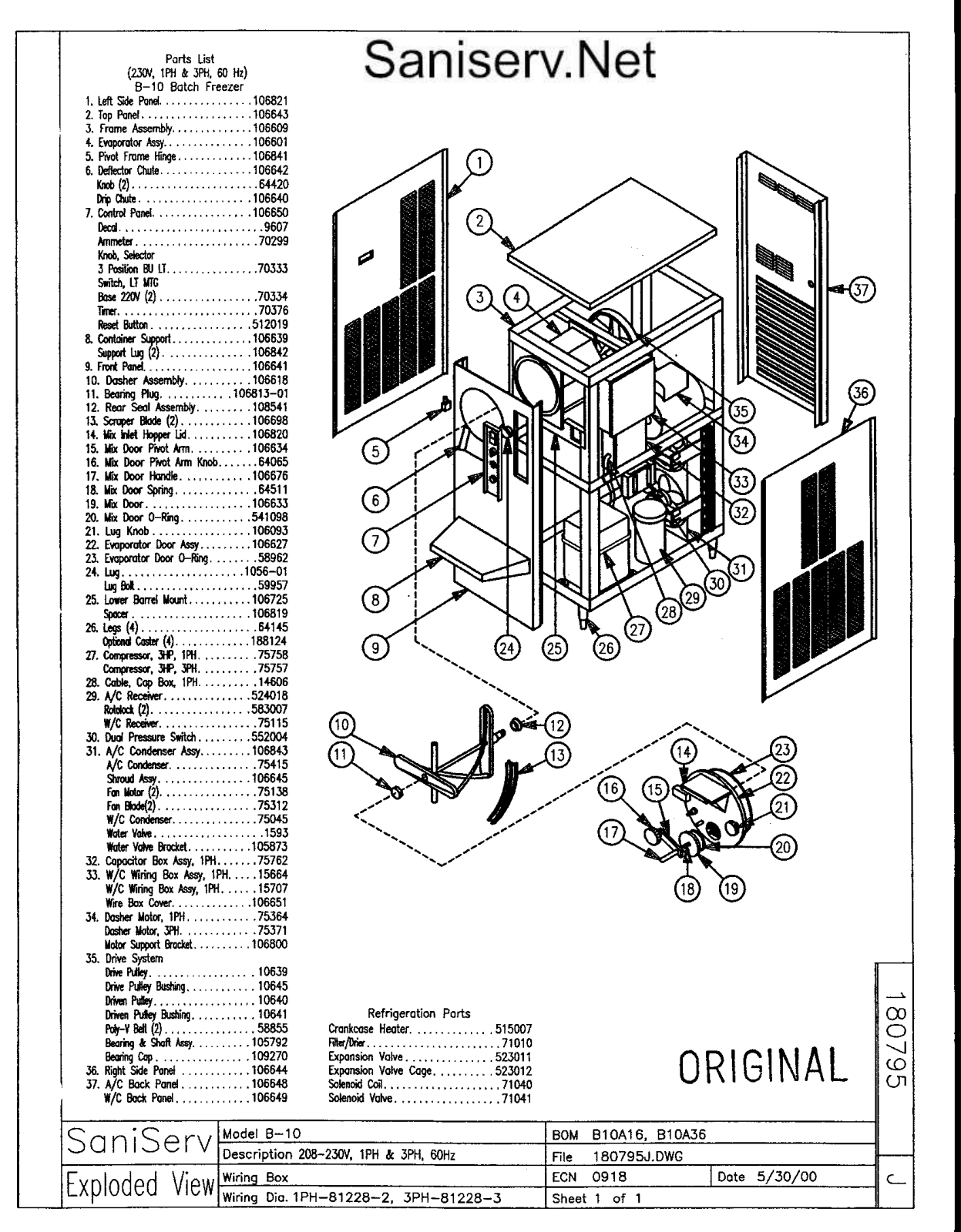 SaniServ B-10 Parts Diagram