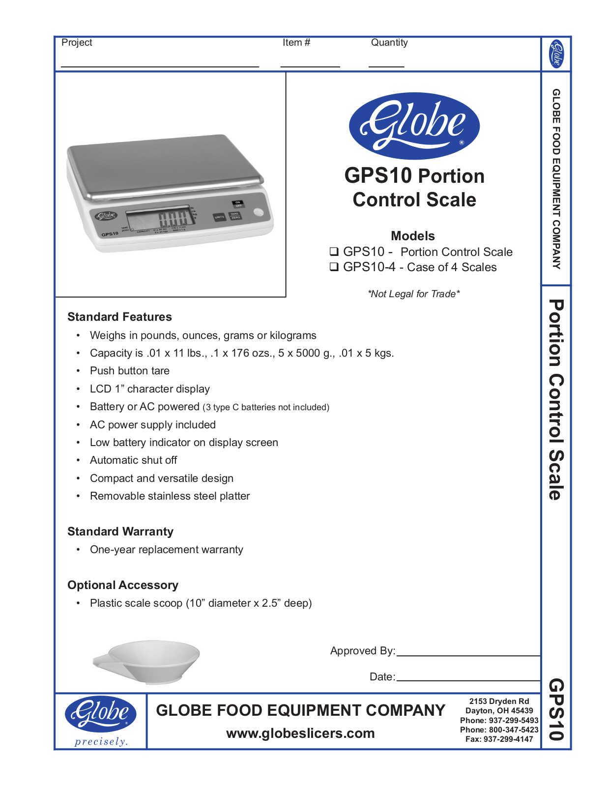 Globe Food Equipment GPS10, GPS10-4 General Manual