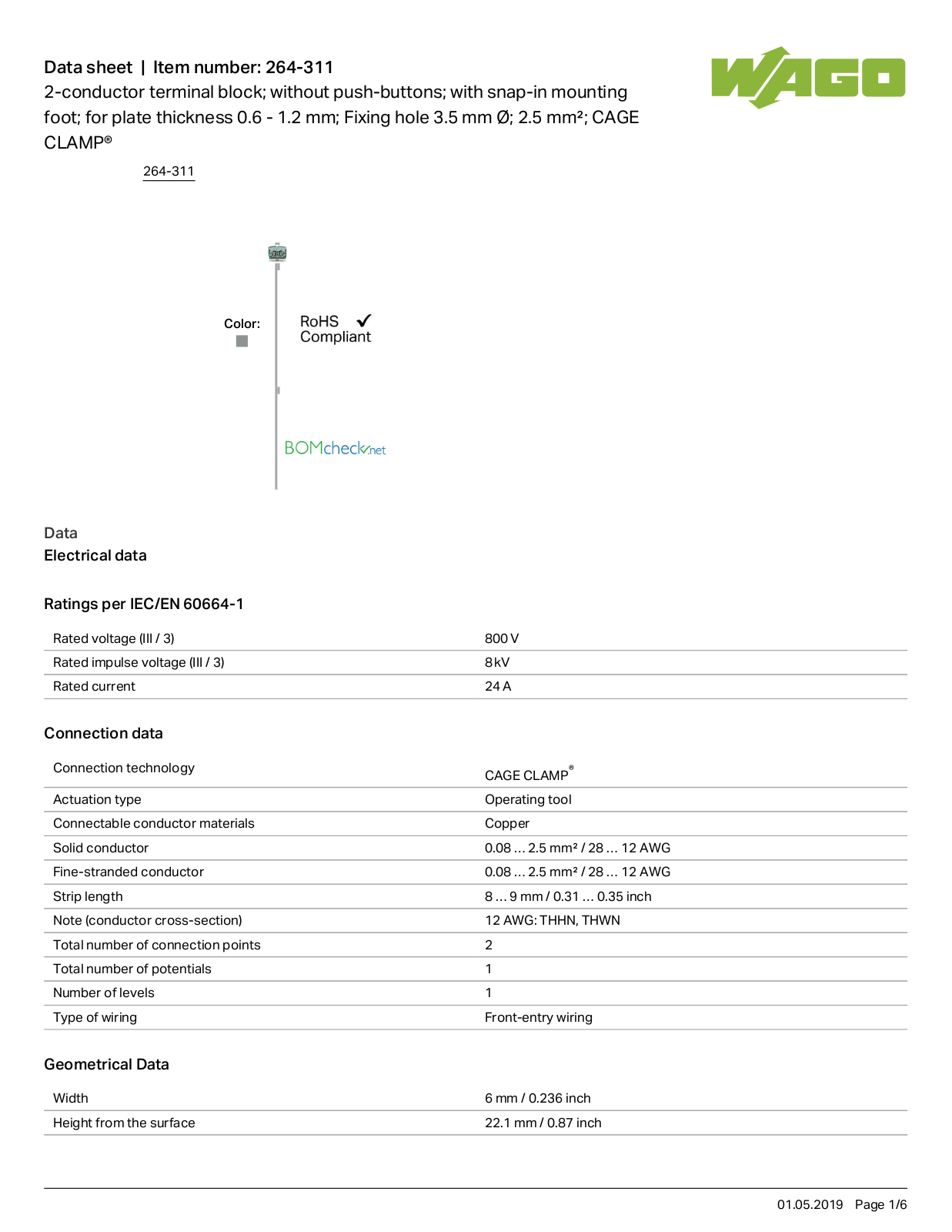 Wago 264-311 Data Sheet