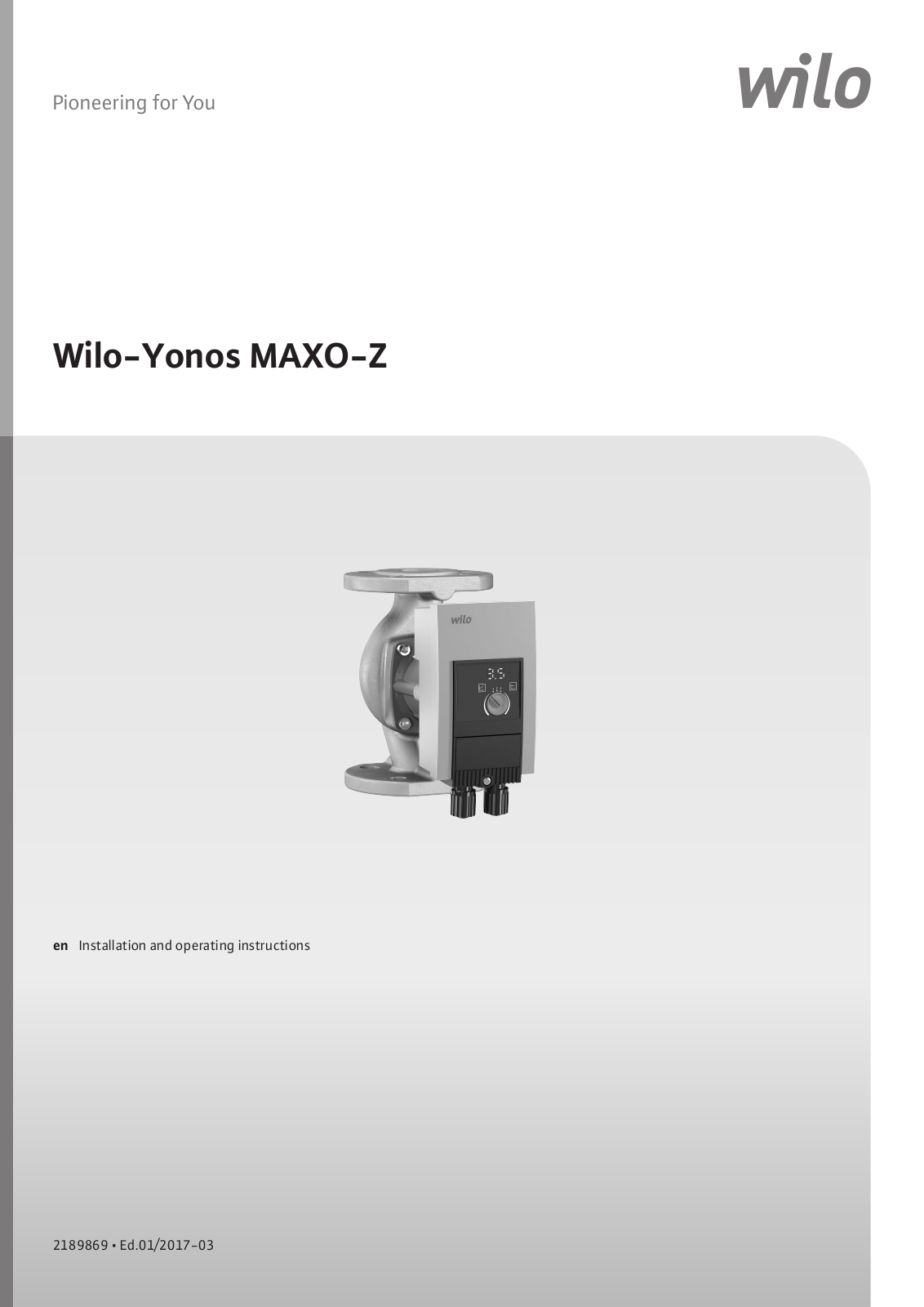 Wilo Yonos MAXO-Z Installation And Operating Instructions Manual