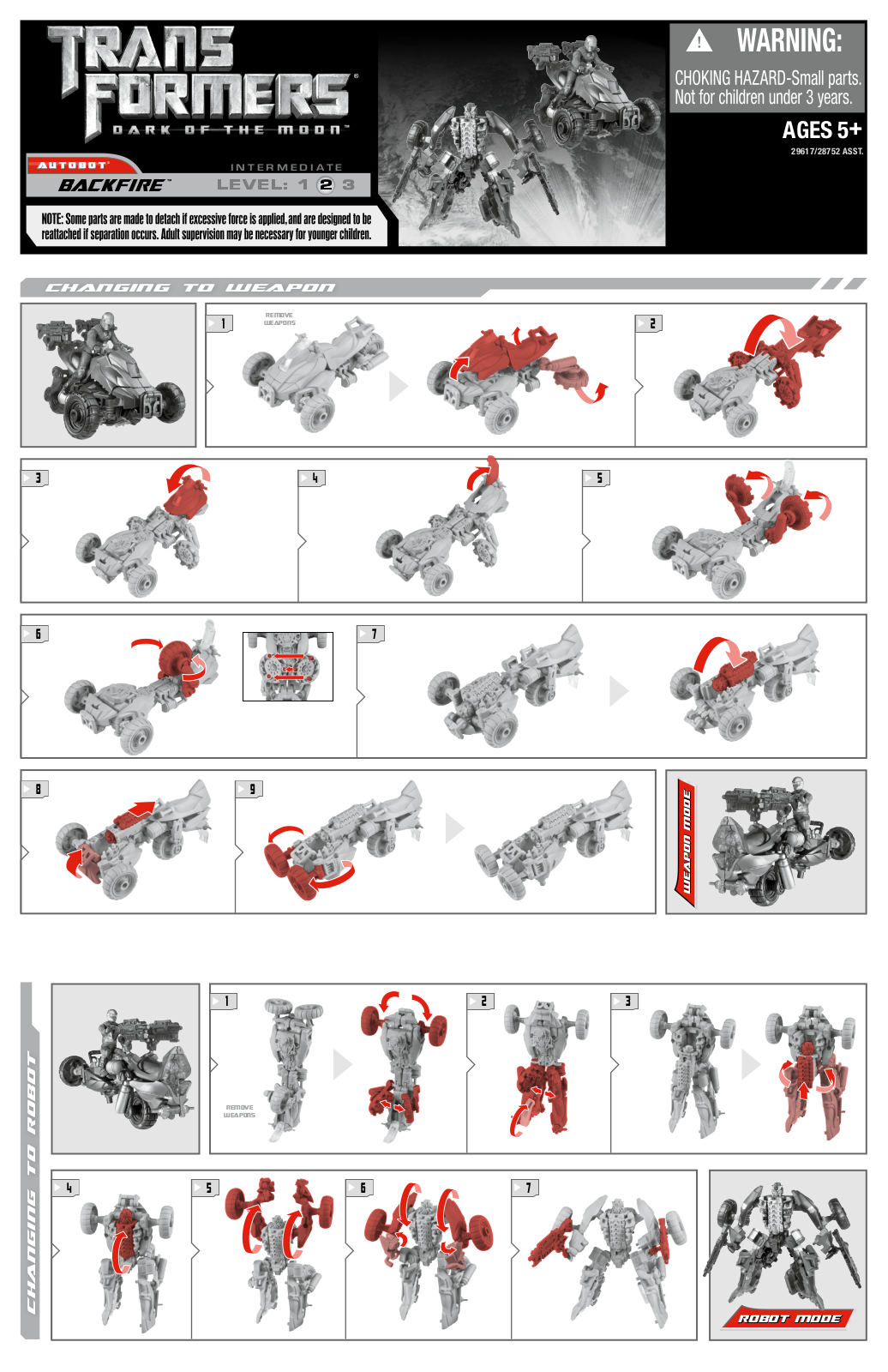 HASBRO Transformers DOTM Backfire User Manual