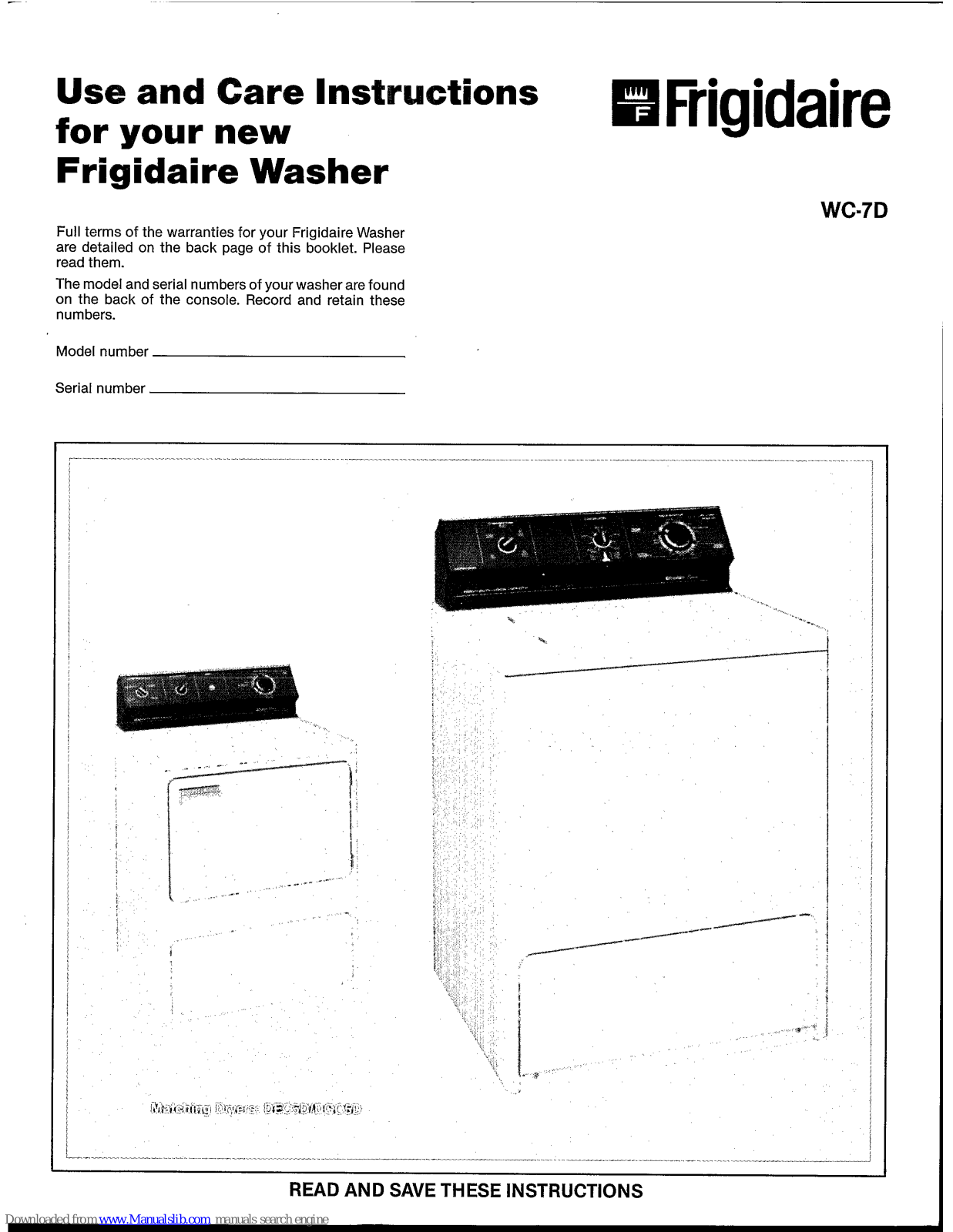 Frigidaire WC-7D Use And Care Instructions Manual