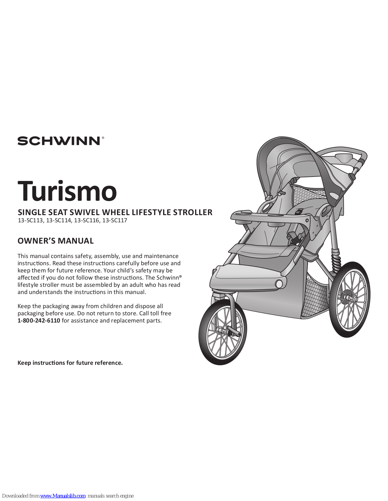 Schwinn Turismo 13-SC113,Turismo 13-SC114,Turismo 13-SC116,Turismo 13-SC117 Owner's Manual