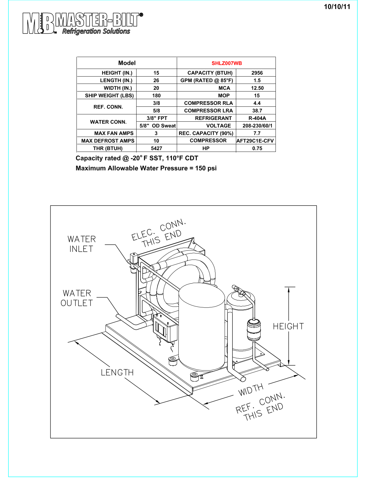 Master-Bilt SHLZ007WB User Manual