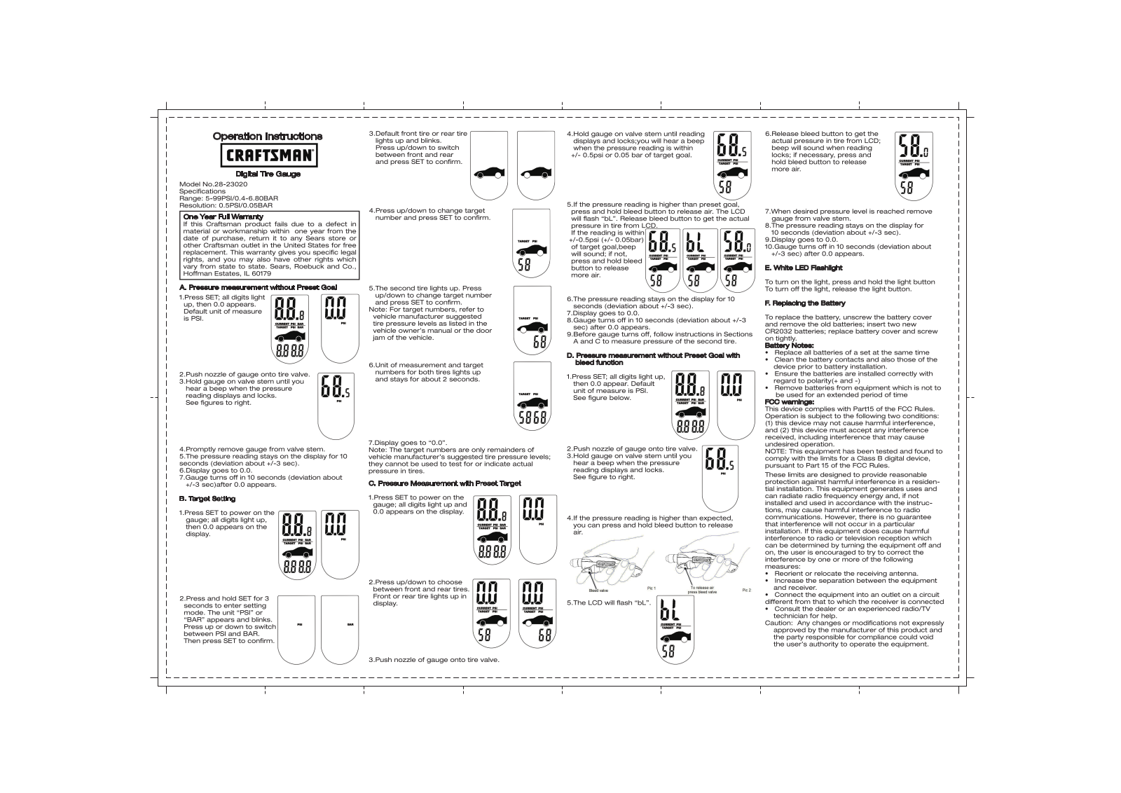 Craftsman 28-23020 User Manual