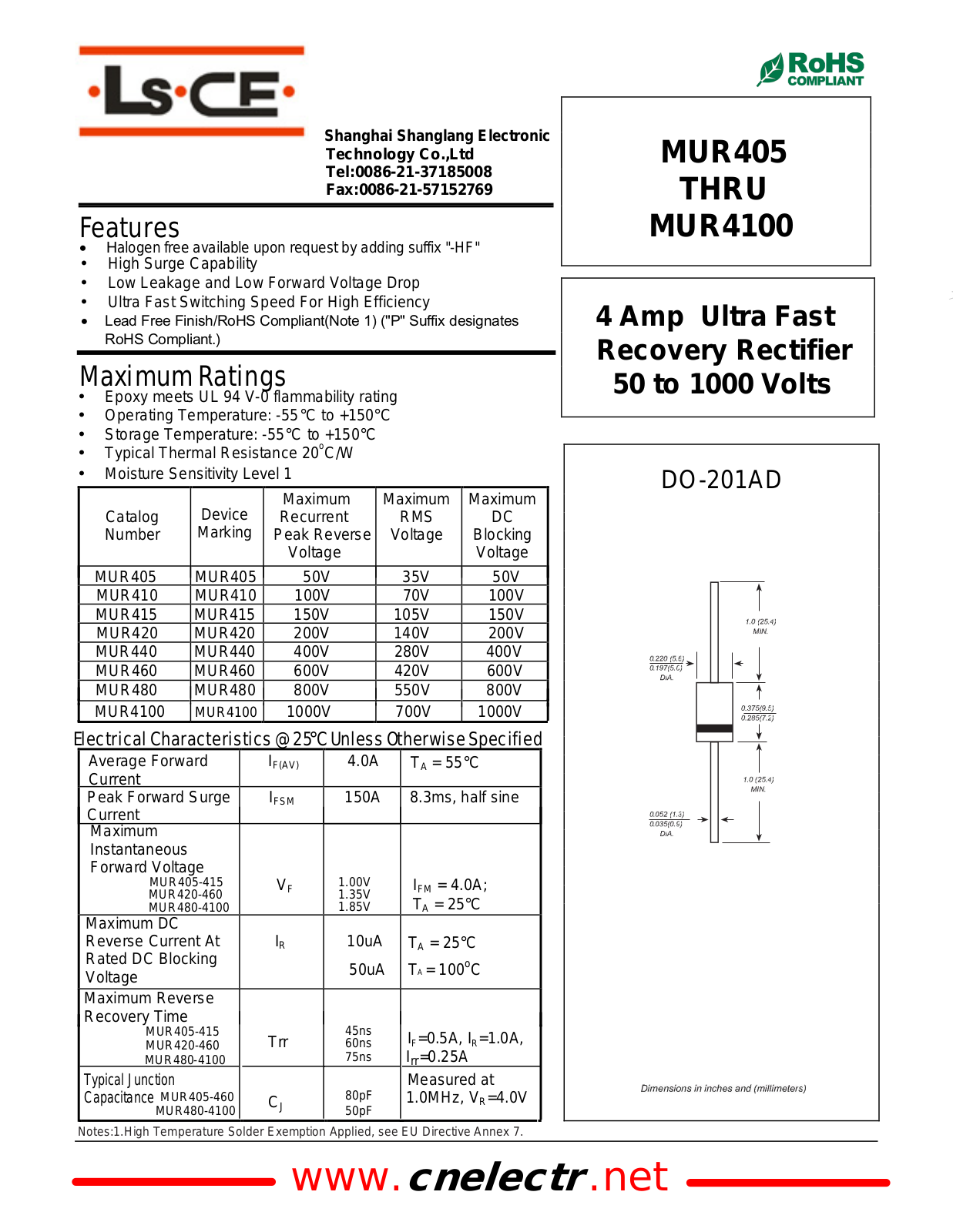 LONGSURE MUR 410 Datasheet - ManualMachine.com