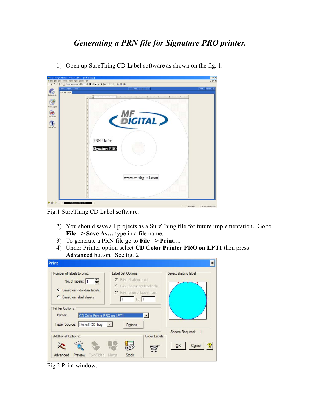 MF Digital Signature Pro Test PRN File User Manual