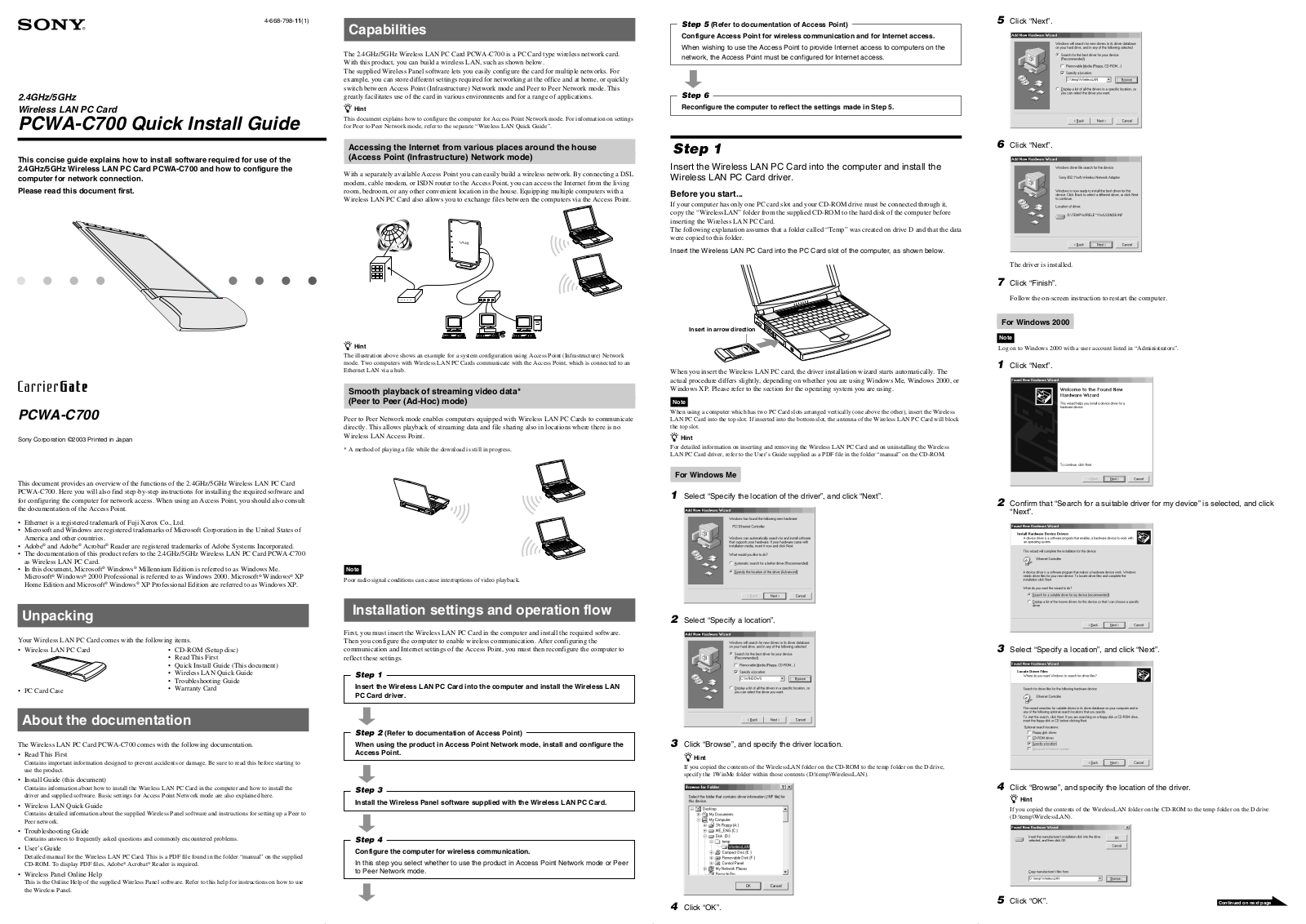 Sony PCWAC700 Users Manual