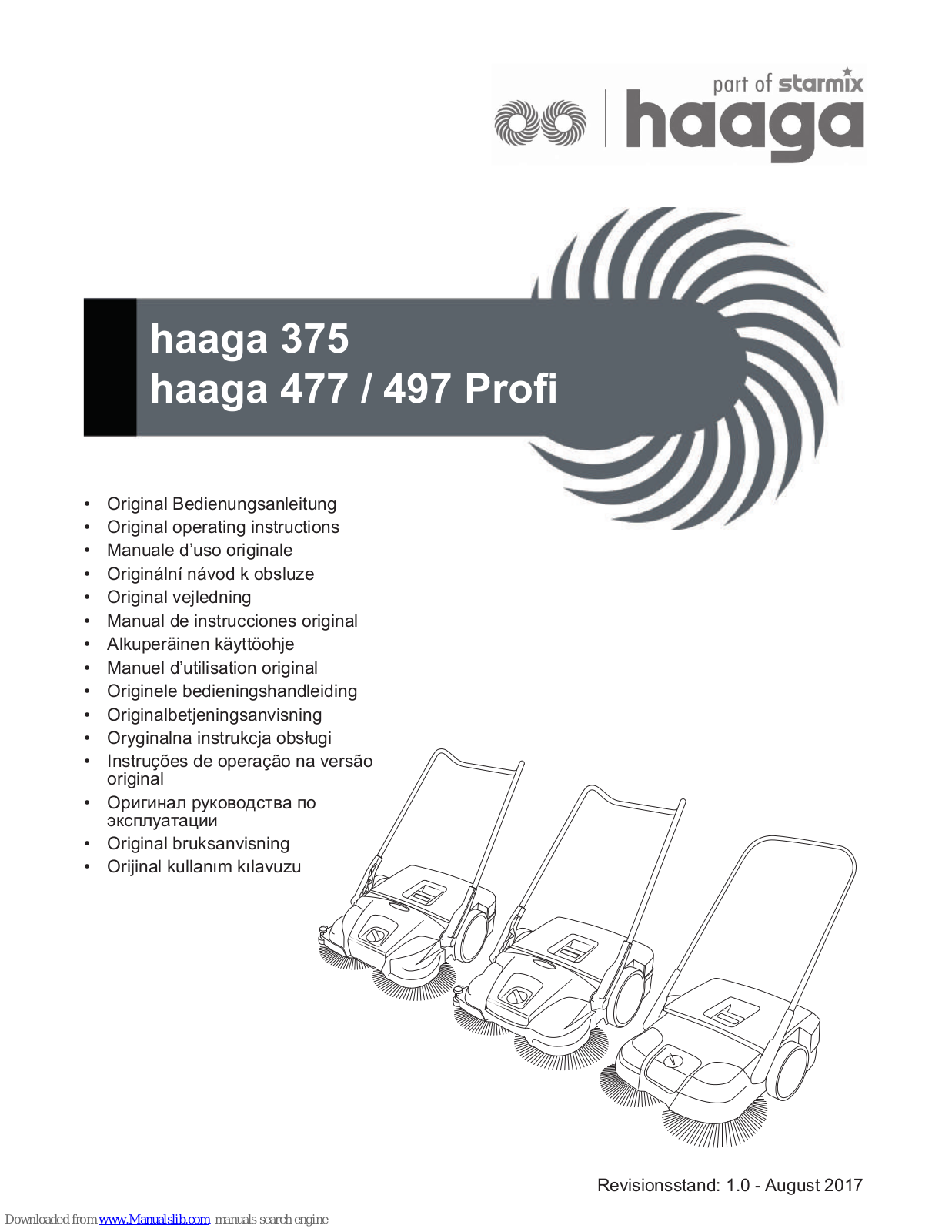 Haaga 375, 497 Profi, 477 Original Operating Instructions - ManualMachine.com