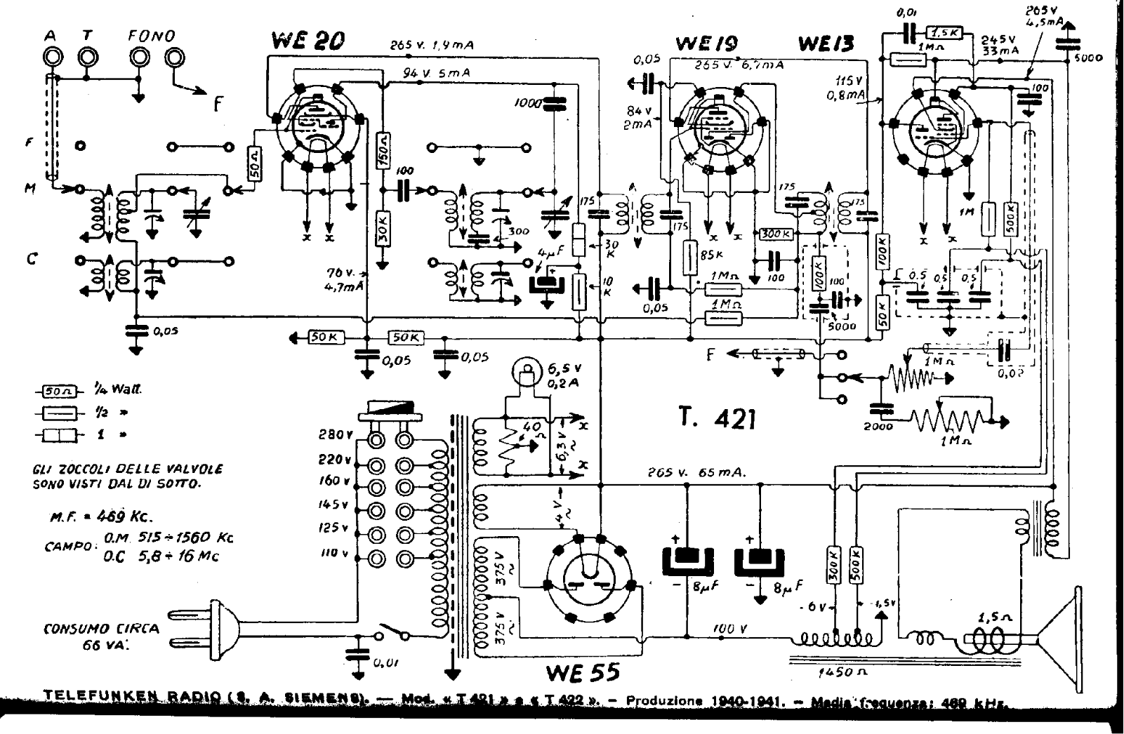 Telefunken T421 Schematic