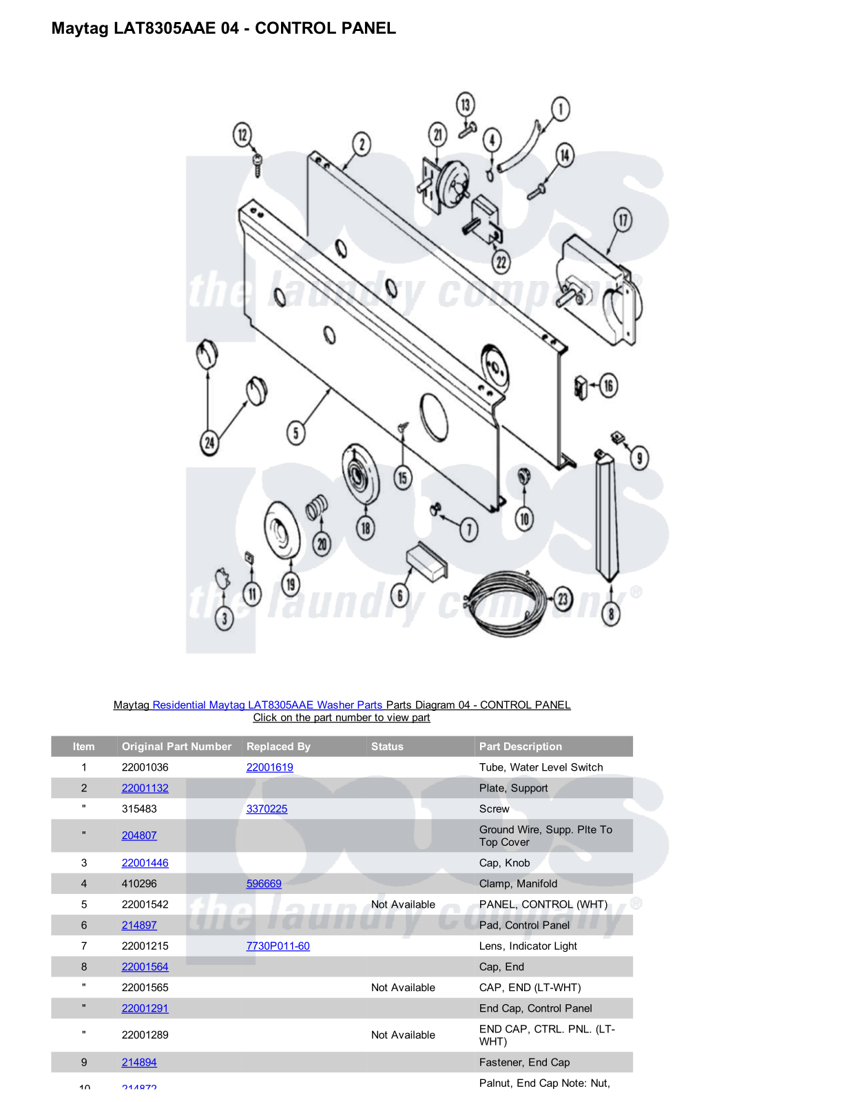 Maytag LAT8305AAE Parts Diagram