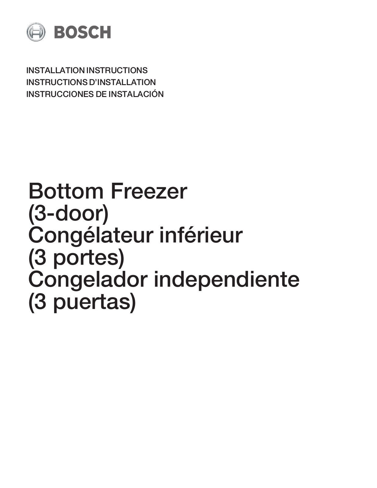 Bosch Appliances Bottom Freezer I User Manual