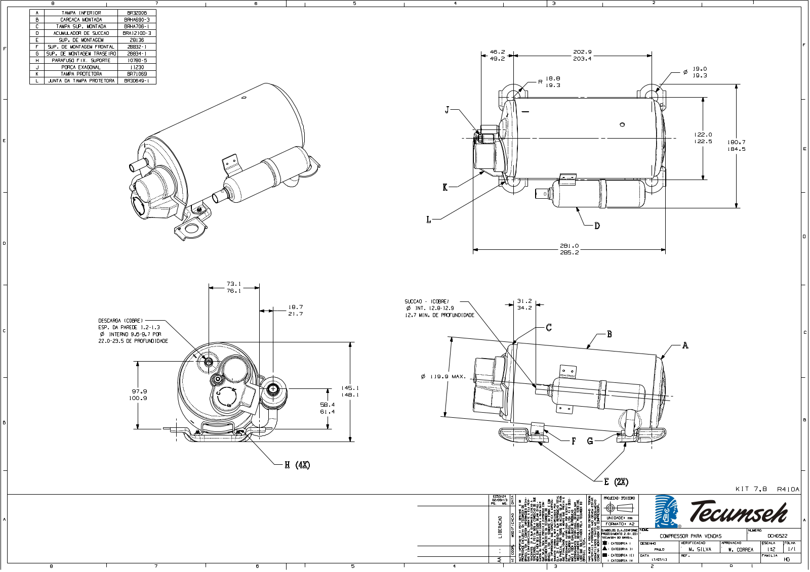 Tecumseh HGA5510BAA Drawing Data