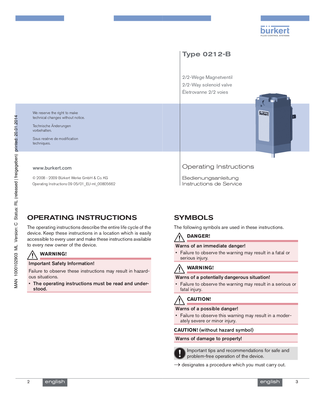 Burkert 0212-B User Manual