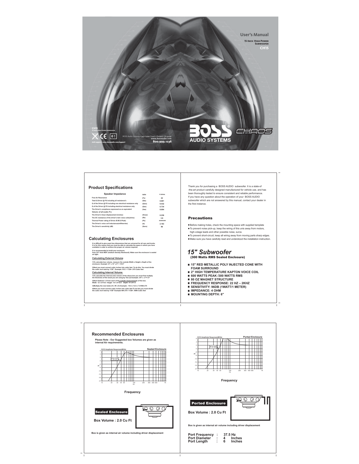 Boss Audio CH15 User Manual