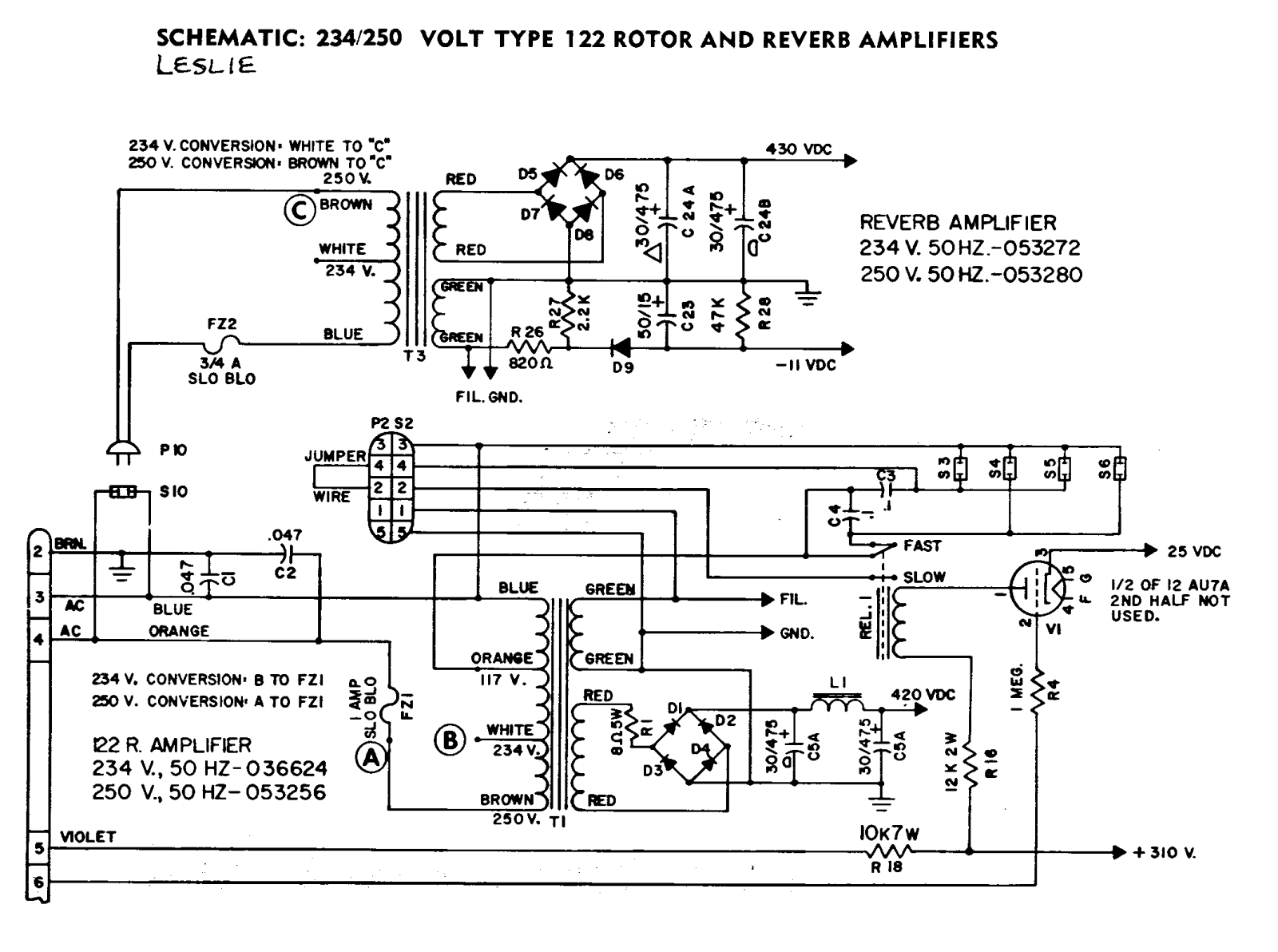 Fender leslie 122r pwr schematic