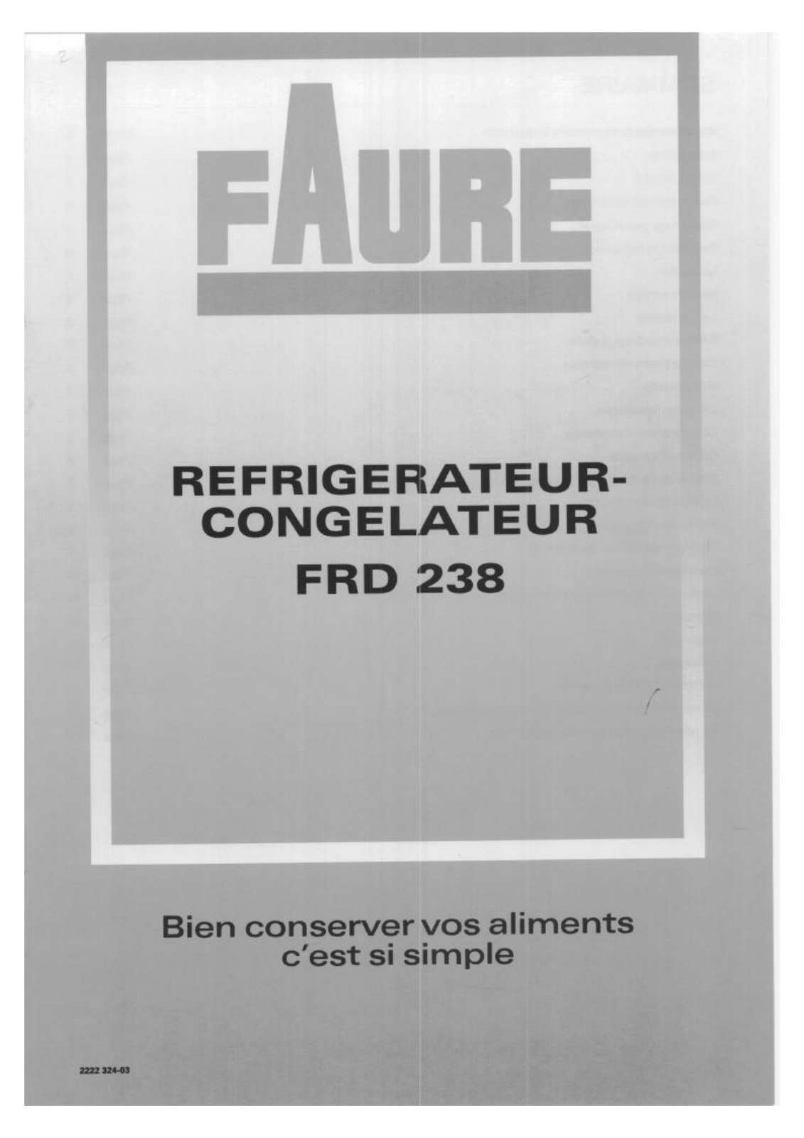 Faure FRD238W User Manual