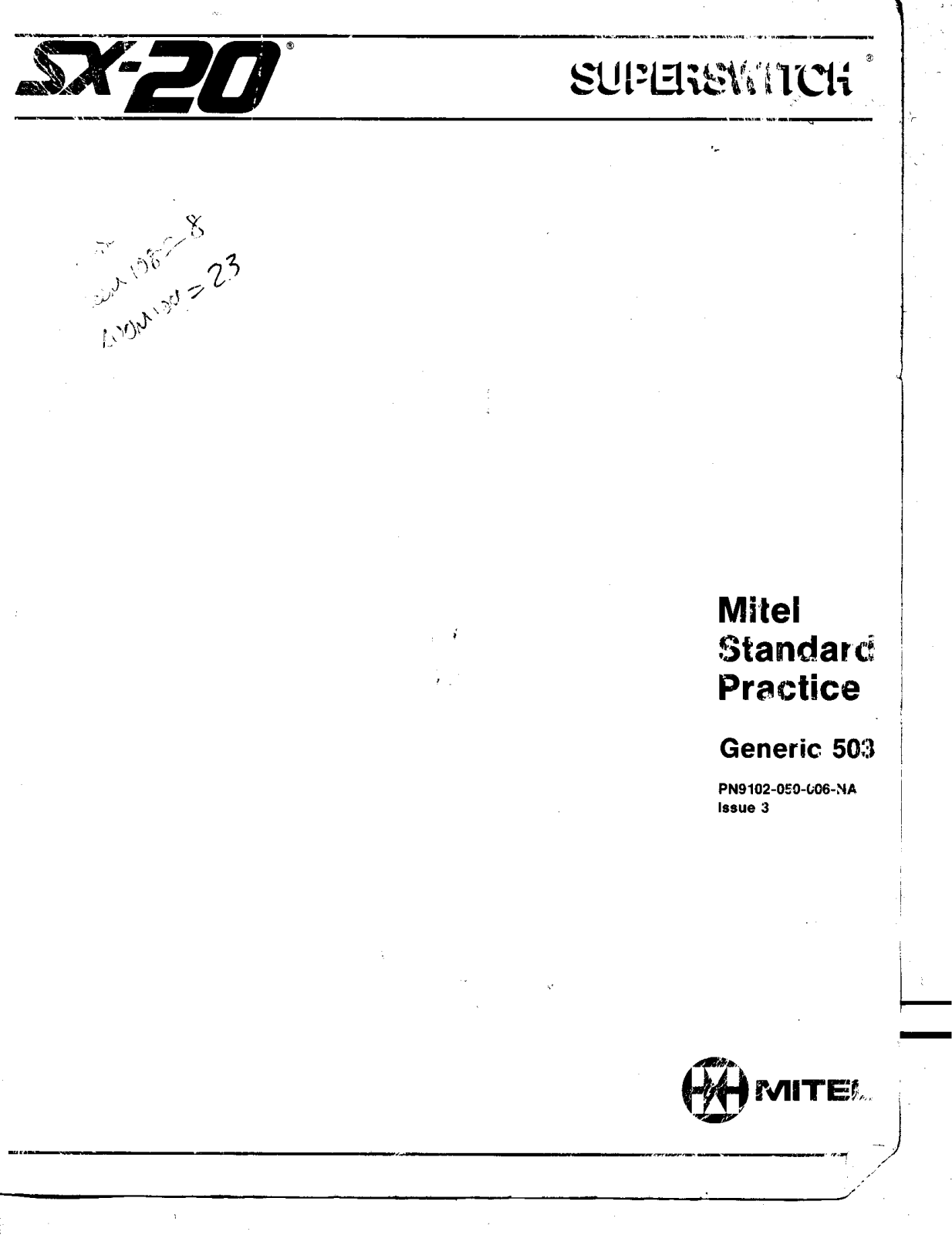 Mitel SX-20 Service Manual