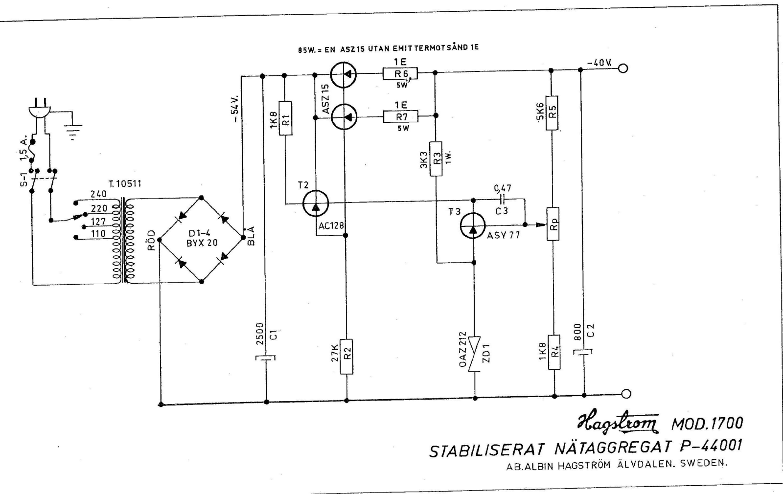 Hagstrom ga85 schematic