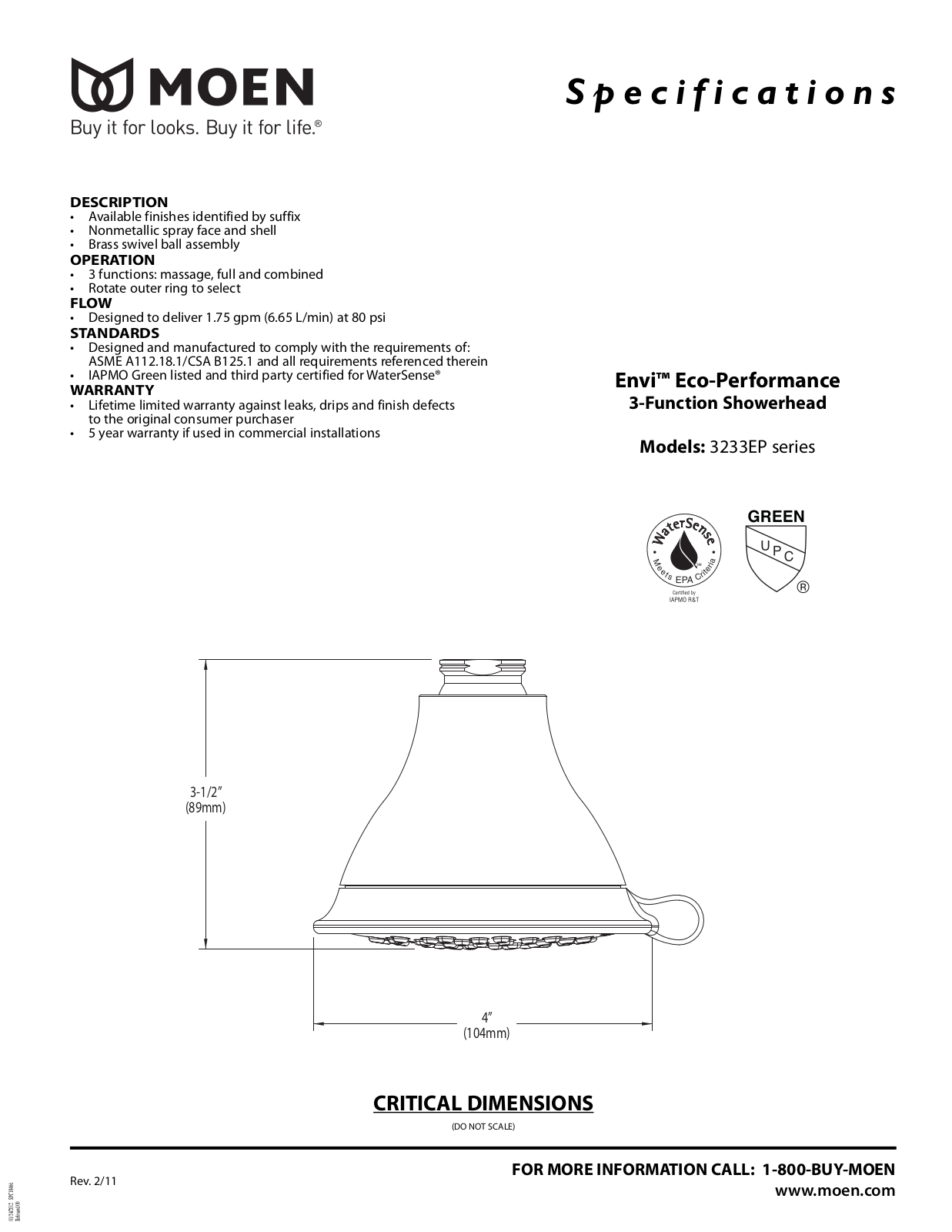Moen MOE6913 Specifications - ManualMachine.com