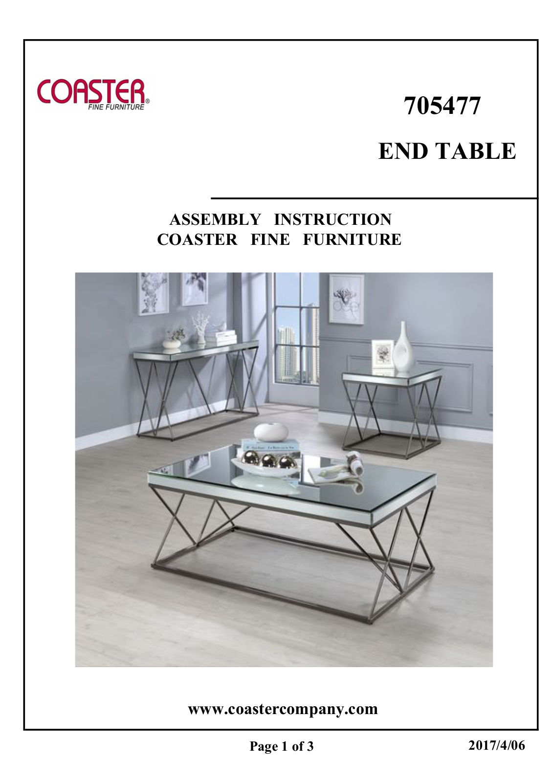 Coaster 705477 Assembly Guide