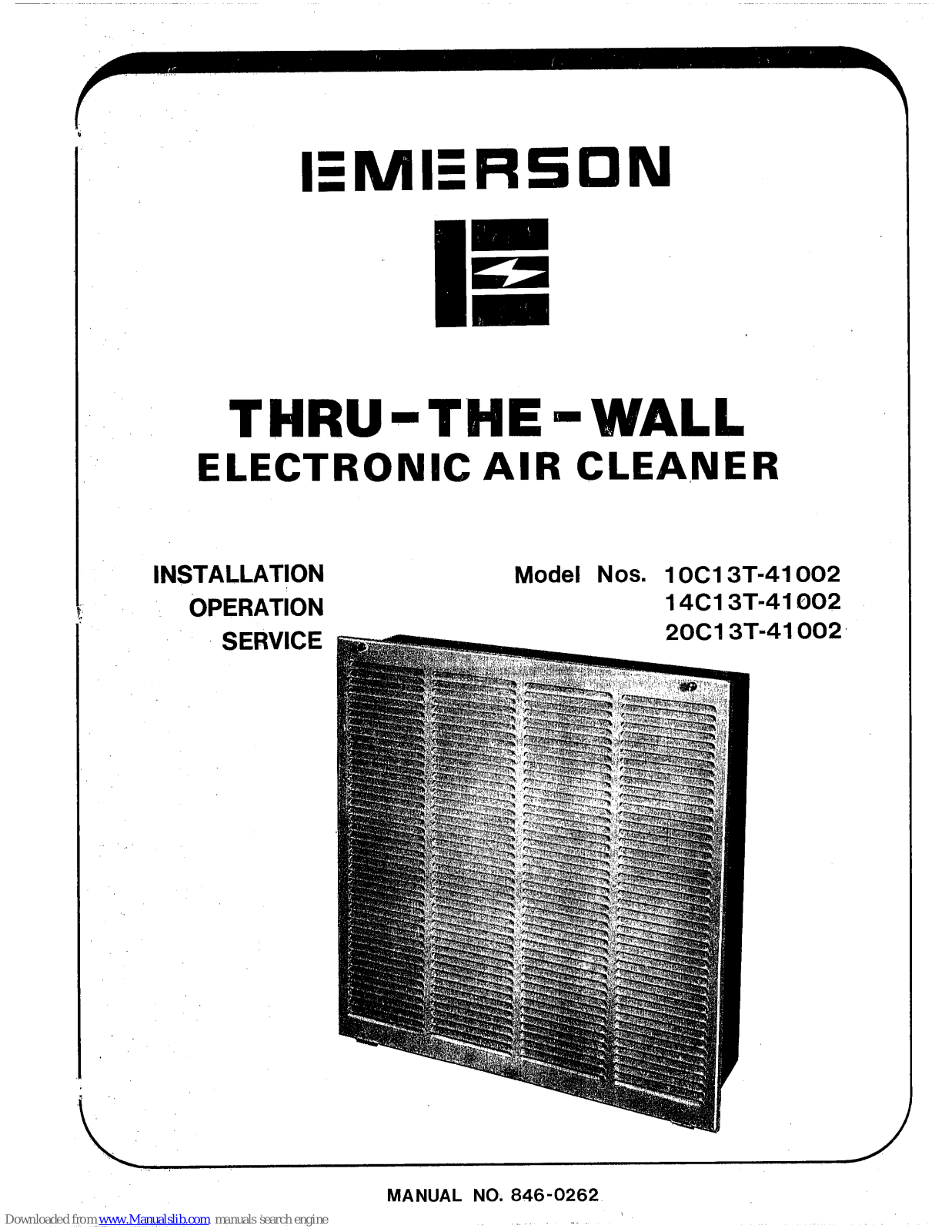 Emerson 20C13T-41002, 10C13T-41002, 14C13T-41002 Installation, Operation & Service Manual - ManualMachine.com