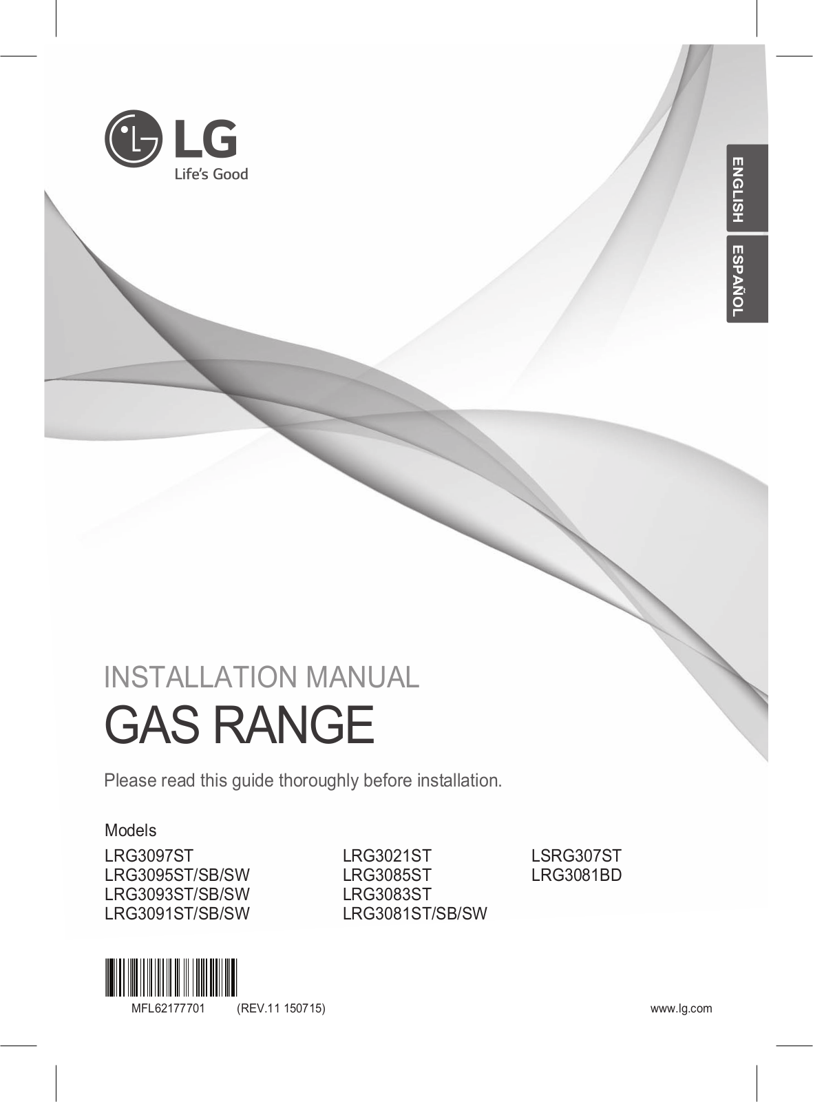 LG LRG3093SB/01, LRG3095SW/02, LRG3095ST/02, LRG3095SW/00, LRG3095SW/01 Installation Guide