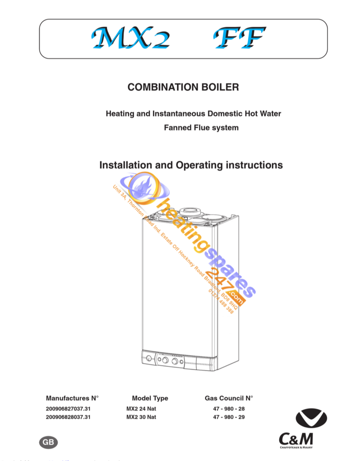 C&M MX2 30 Nat Installation And Operating Instructions Manual