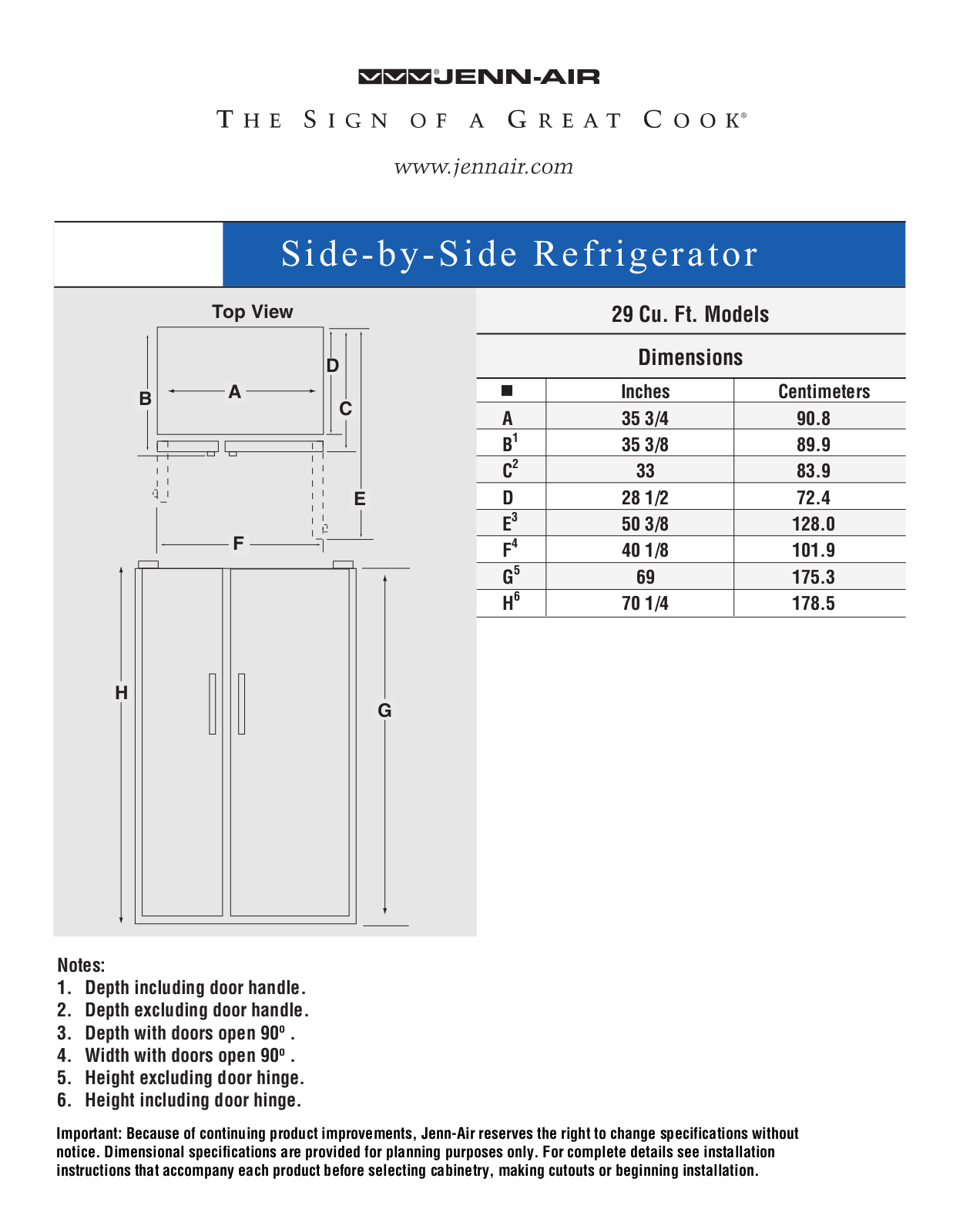 Jenn-Air JSD2989AEA, JSD2989AEW, JSD2989AEQ, JSD2989AEB Dimension Guide