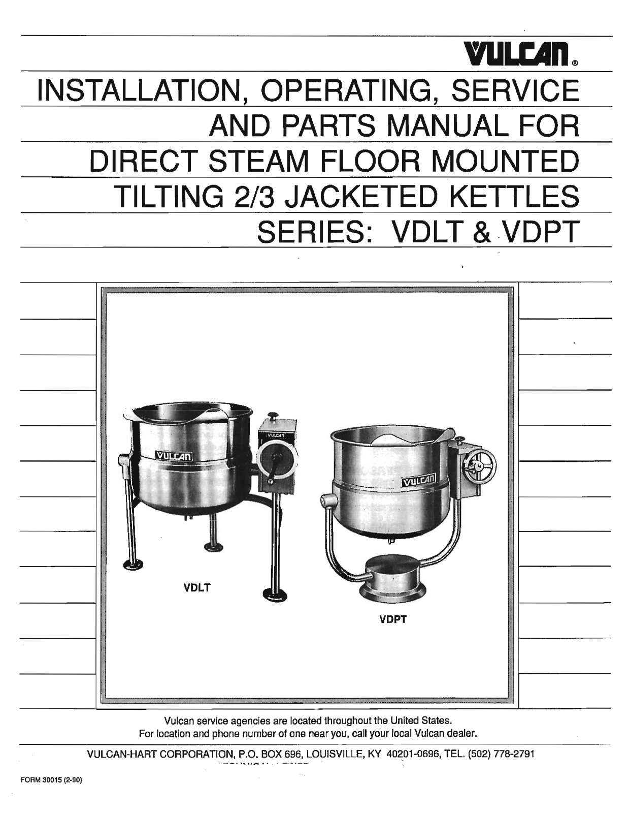 Vulcan Hart VDLT Series, VDPT Series Service Manual