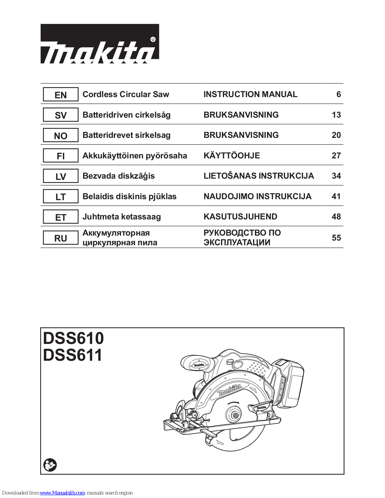 Makita DSS610, DSS611 Instruction Manual