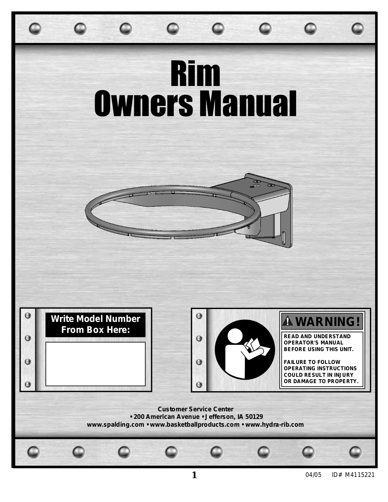 Spalding M4115221 User Manual