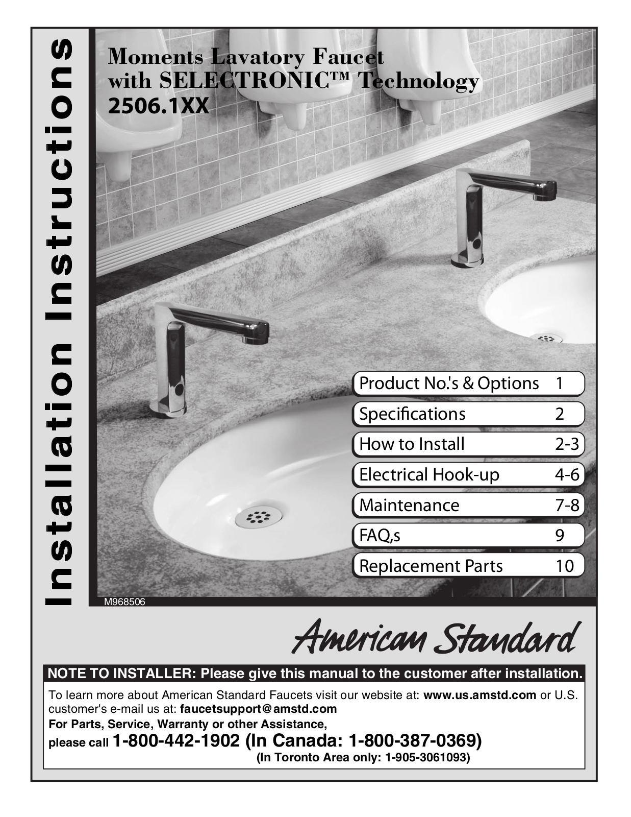 American Standard 256.1XX User Manual