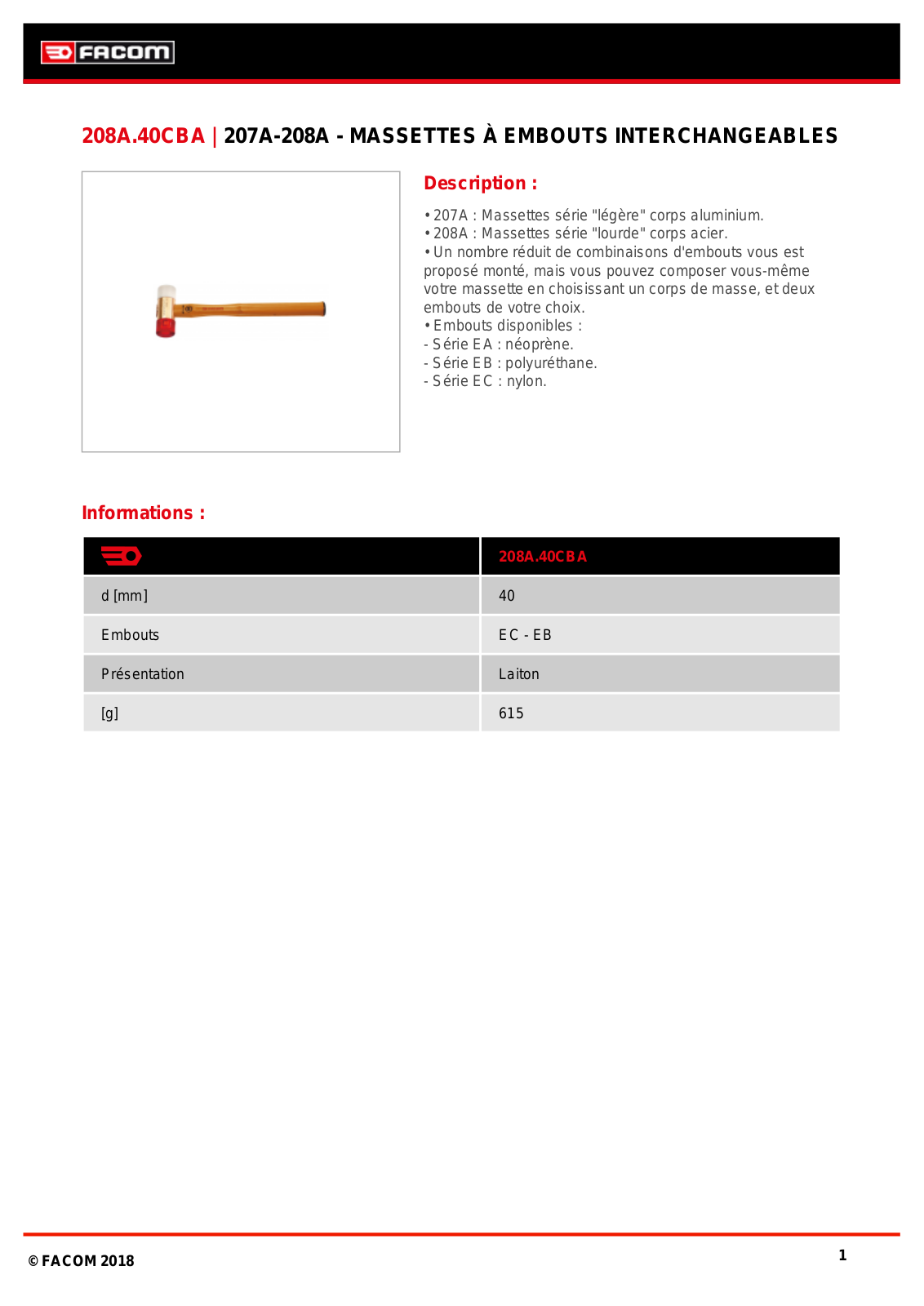 Facom 208A.40CBA Specification - ManualMachine.com