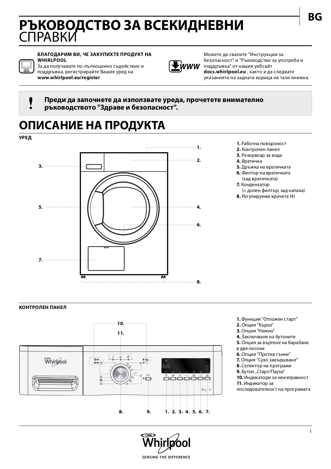 WHIRLPOOL DDLX 80114 Daily Reference Guide