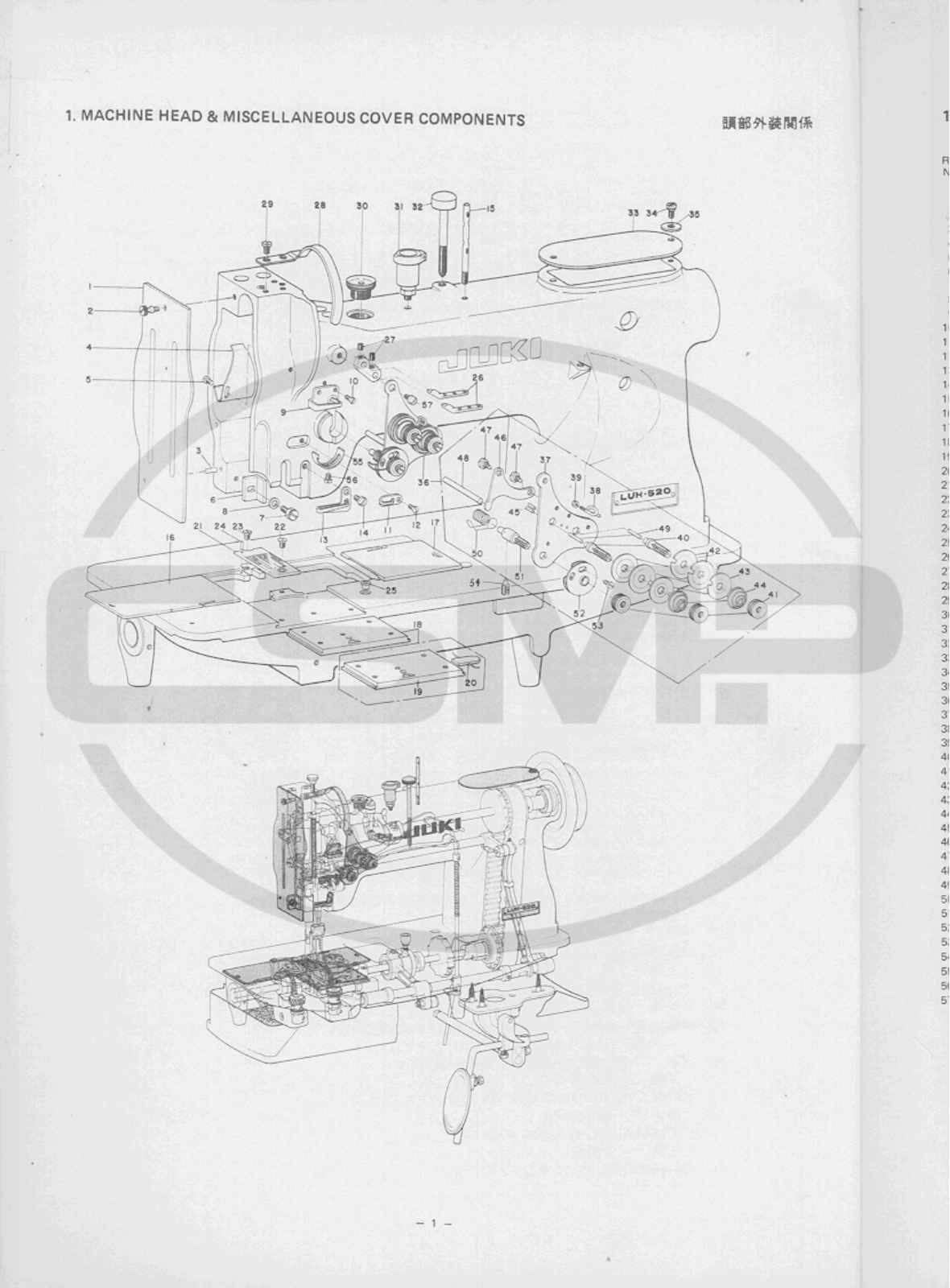 Juki LUH520 Parts Book