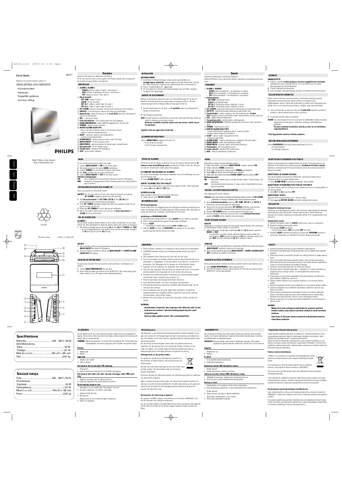 Philips AJ3231 User Manual