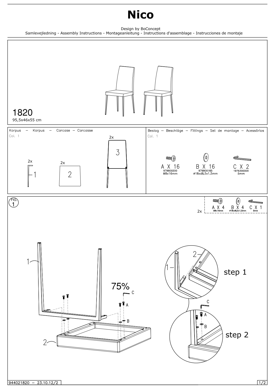 BoConcept 1820 Assembly Instruction