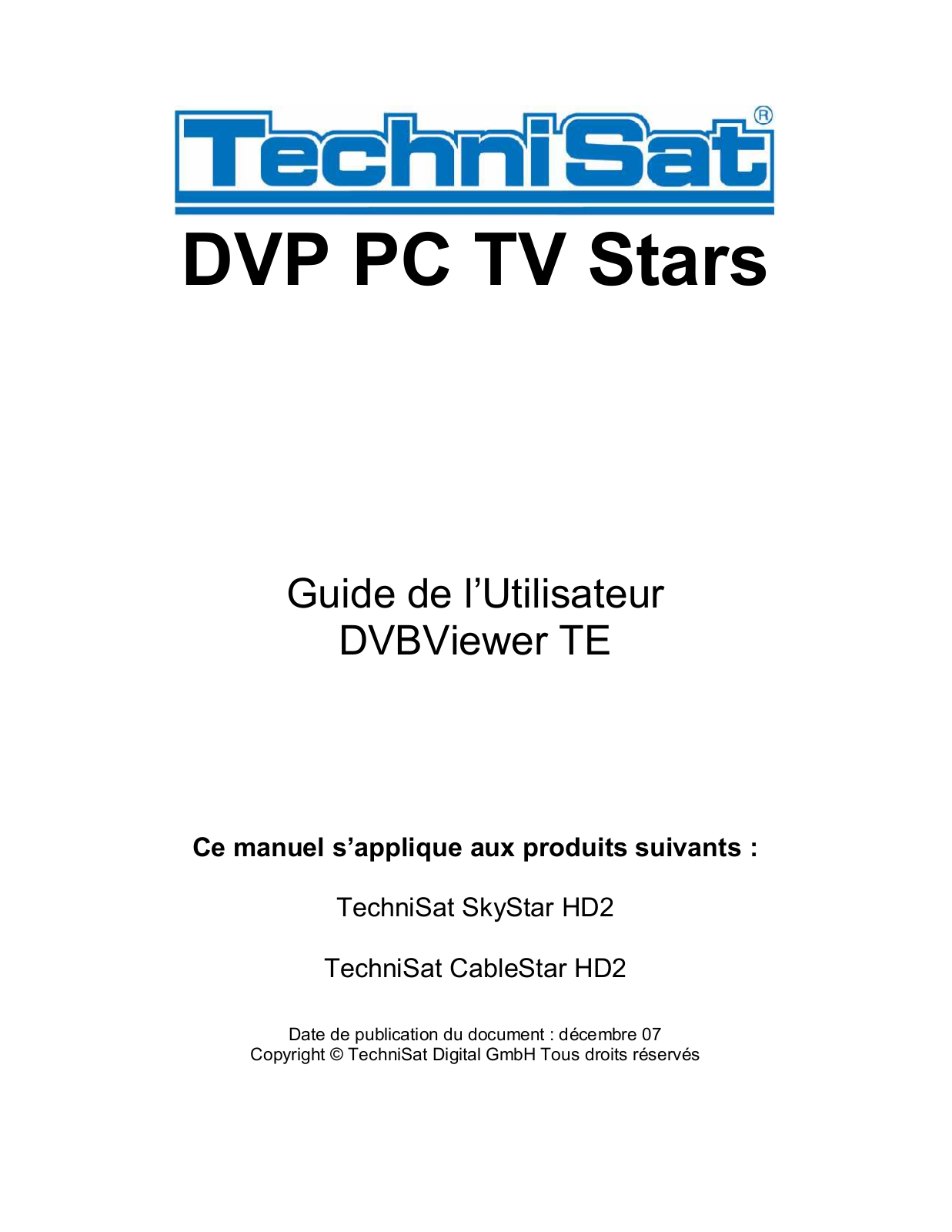 TECHNISAT SkyStar HD2 User Manual