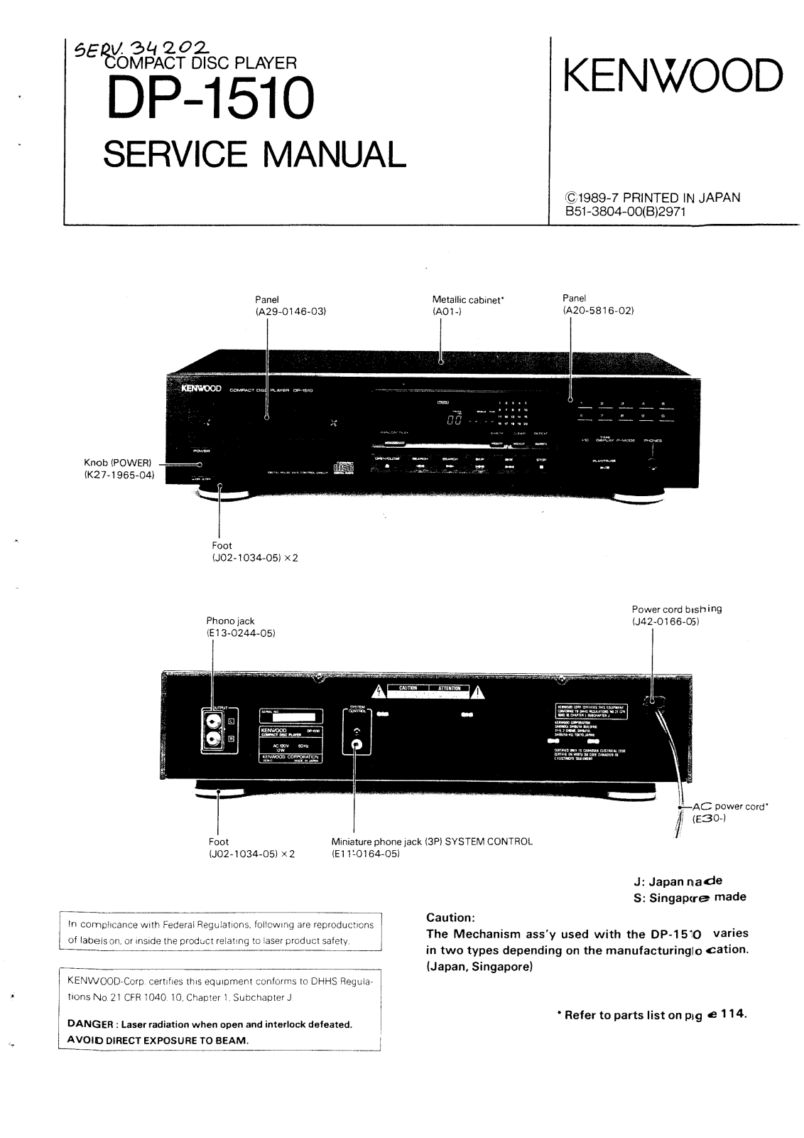 Kenwood DP-1510 Service manual