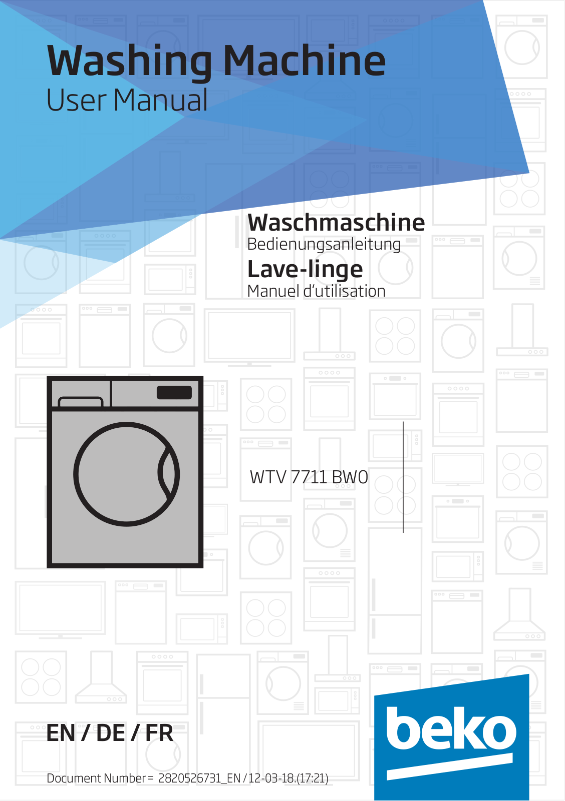 BEKO WTV77111BW0 User Manual