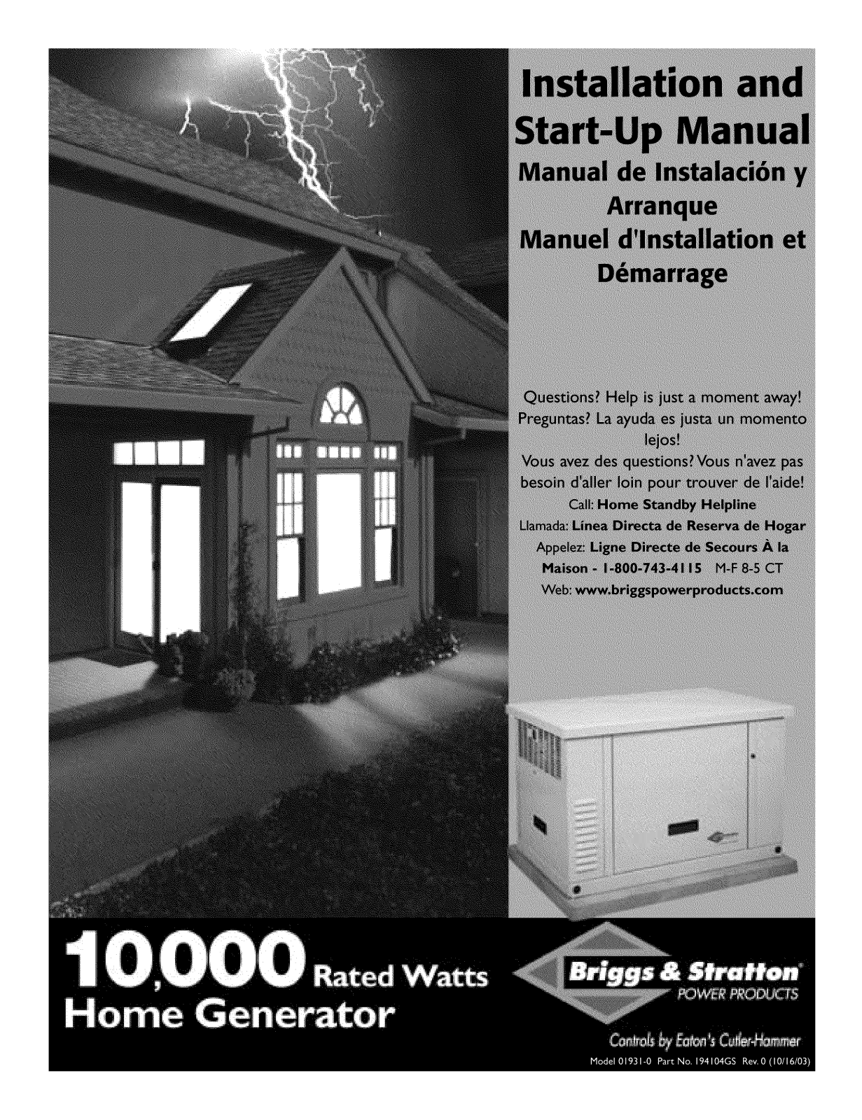 Briggs & Stratton 01931-0 Installation Guide - ManualMachine.com