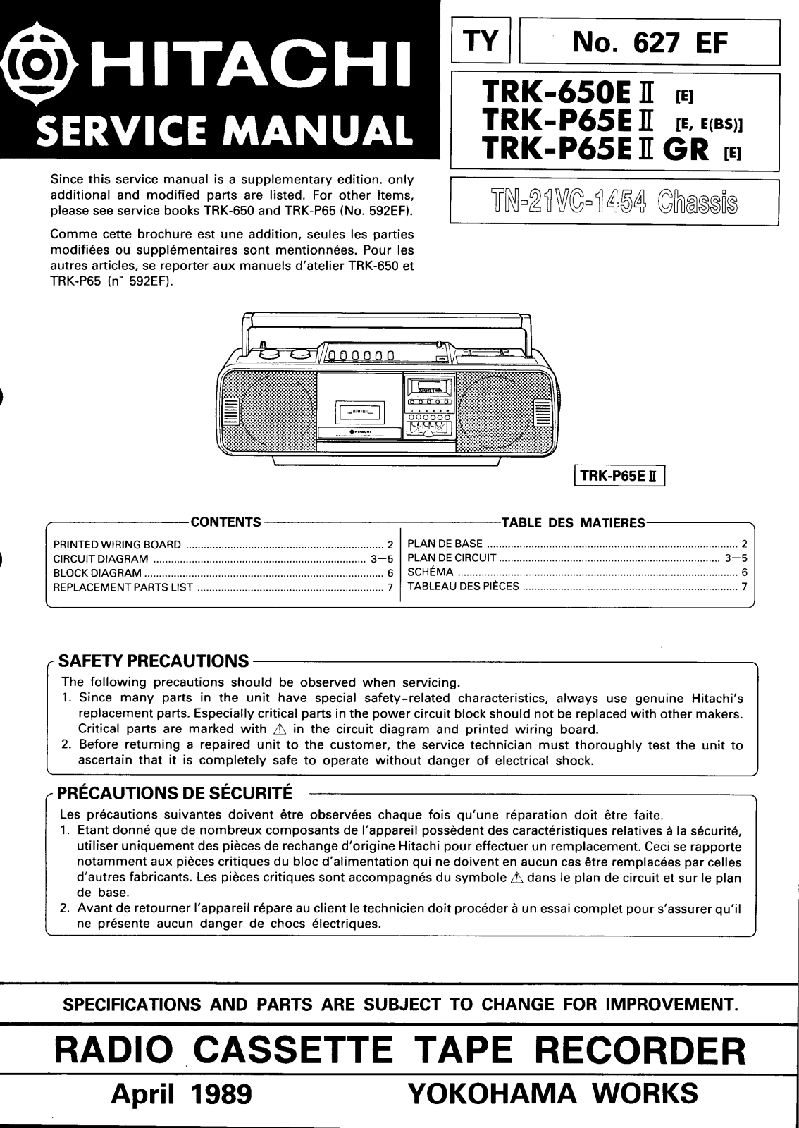 Hitachi TRK-P65E-Mk2 Service Manual