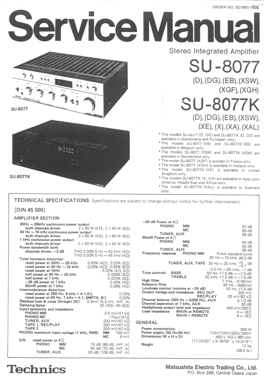 Technics SU-8077 Service manual