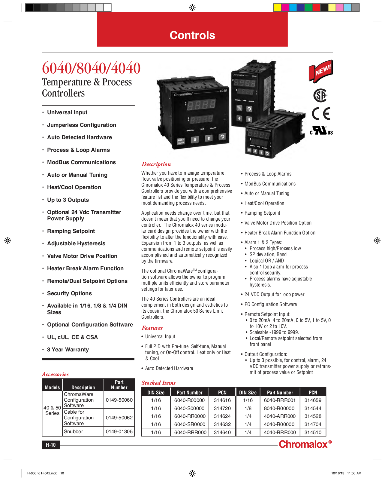 Chromalox 6040, 8040, 4040 Catalog Page