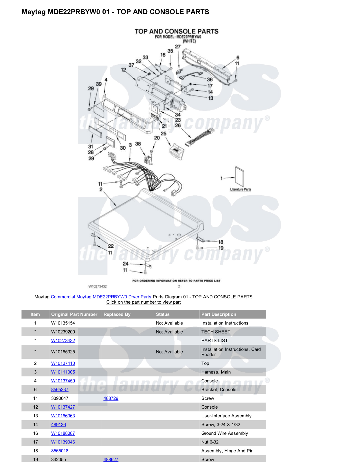 Maytag MDE22PRBYW0 Parts Diagram