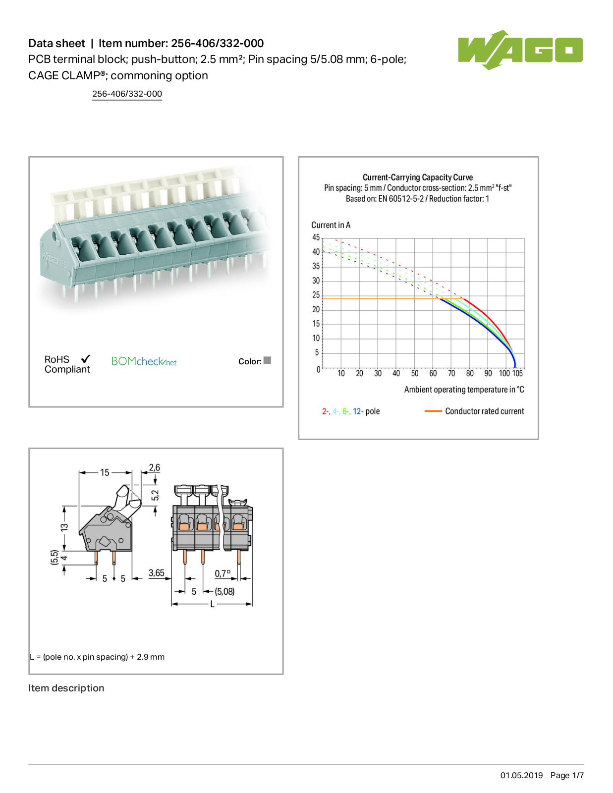 Wago 256-406/332-000 Data Sheet