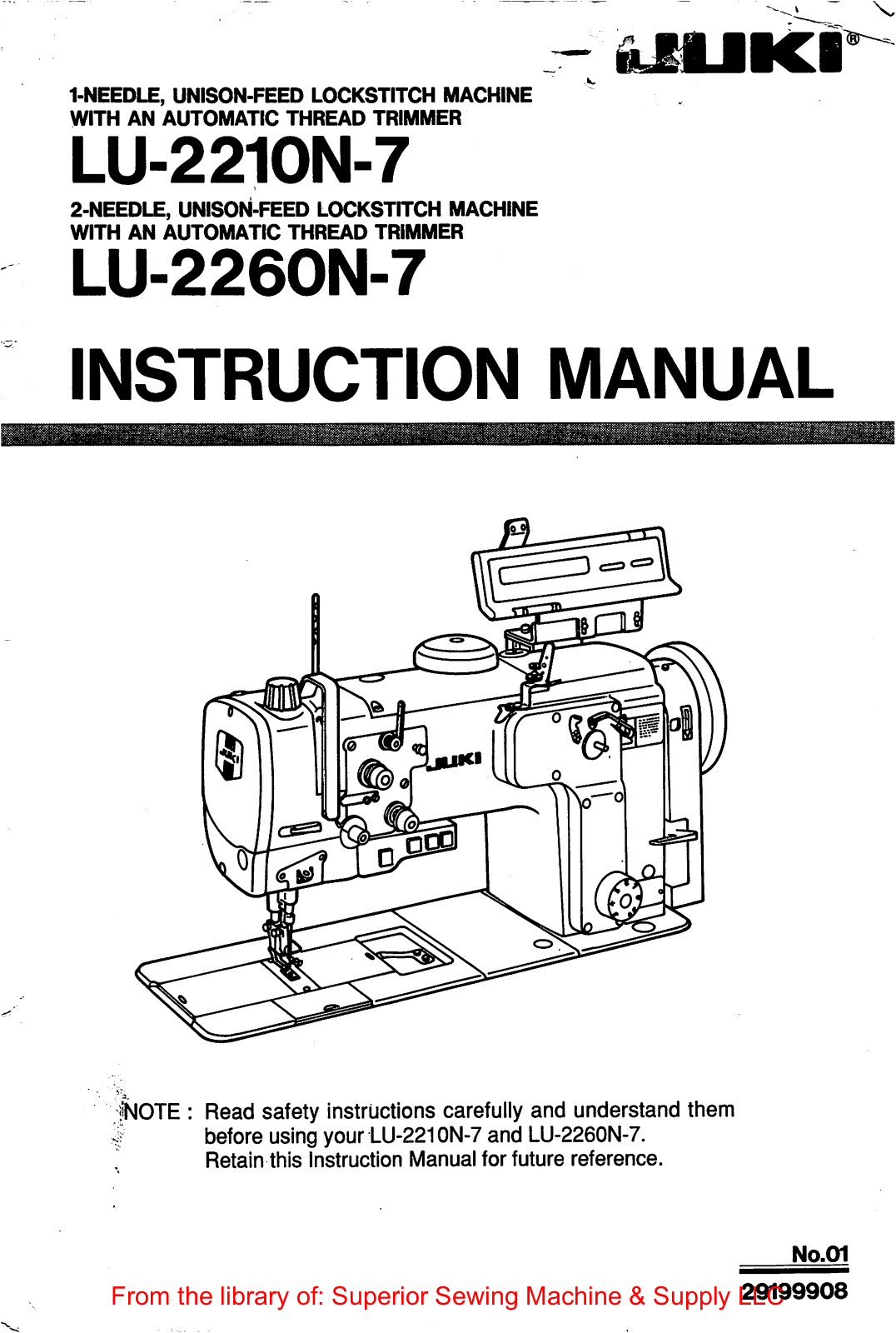 Juki LU-2210N-7, LU-2260N-7 Instruction Manual
