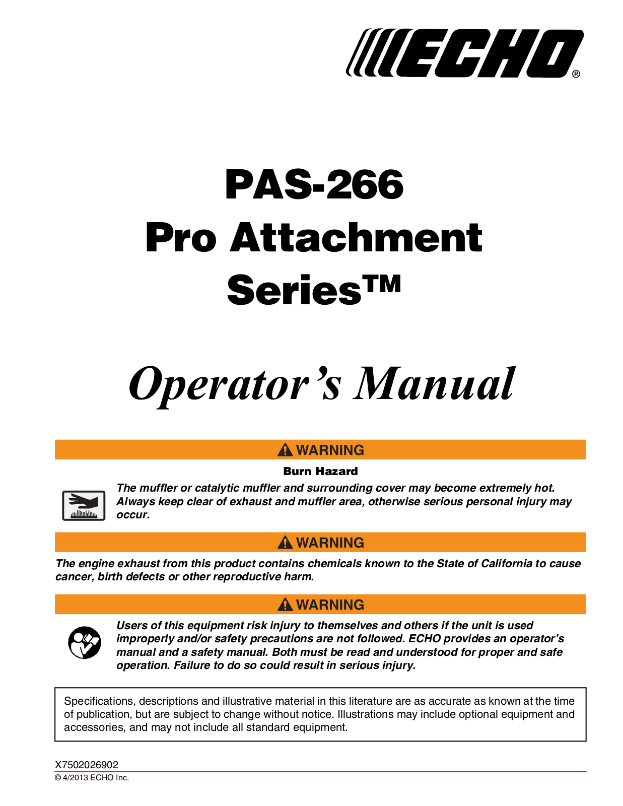 Echo PAS-266 User Manual