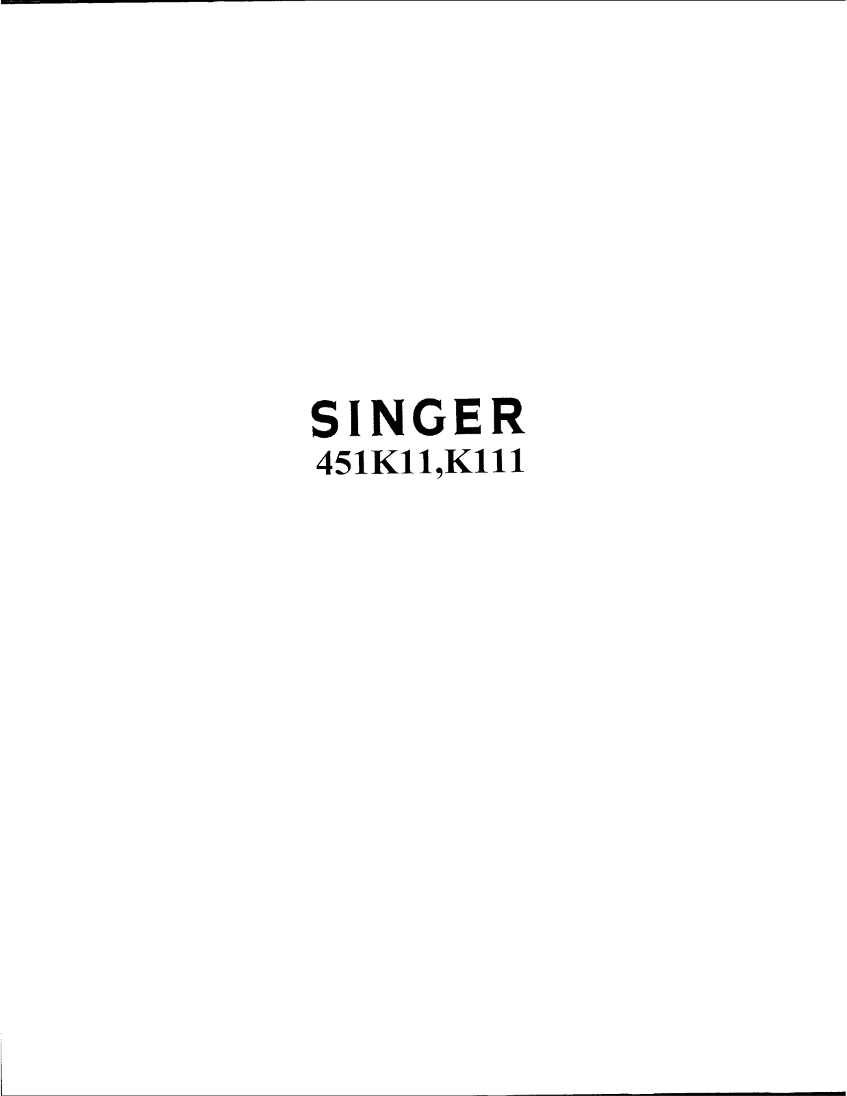 SINGER 451K11, 451K111 Parts List